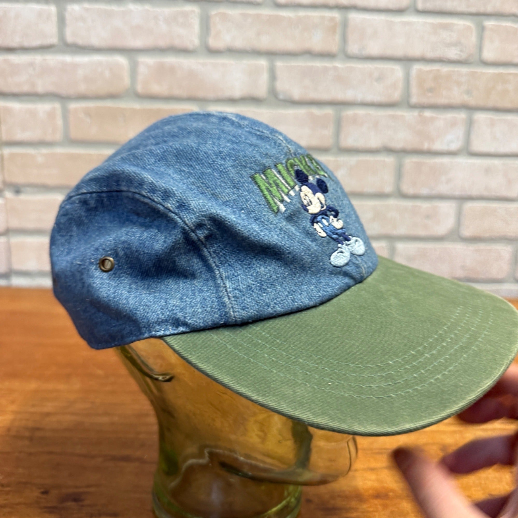 MICKEY MOUSE WALT DISNEY Advertising DENIM & GREEN SNAPBACK HAT CAP