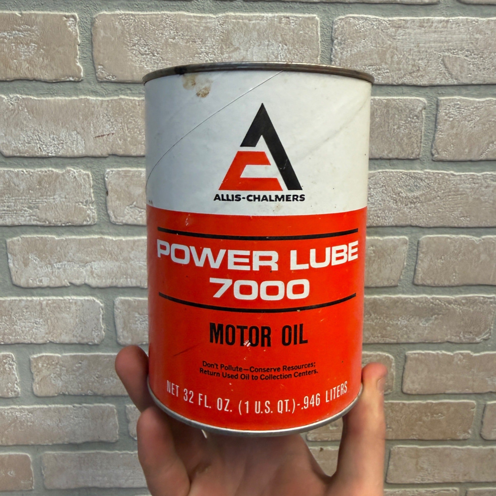 Vintage Allis Chalmers 7000 Power Lube Tractor Motor Oil Advertising Can Bank