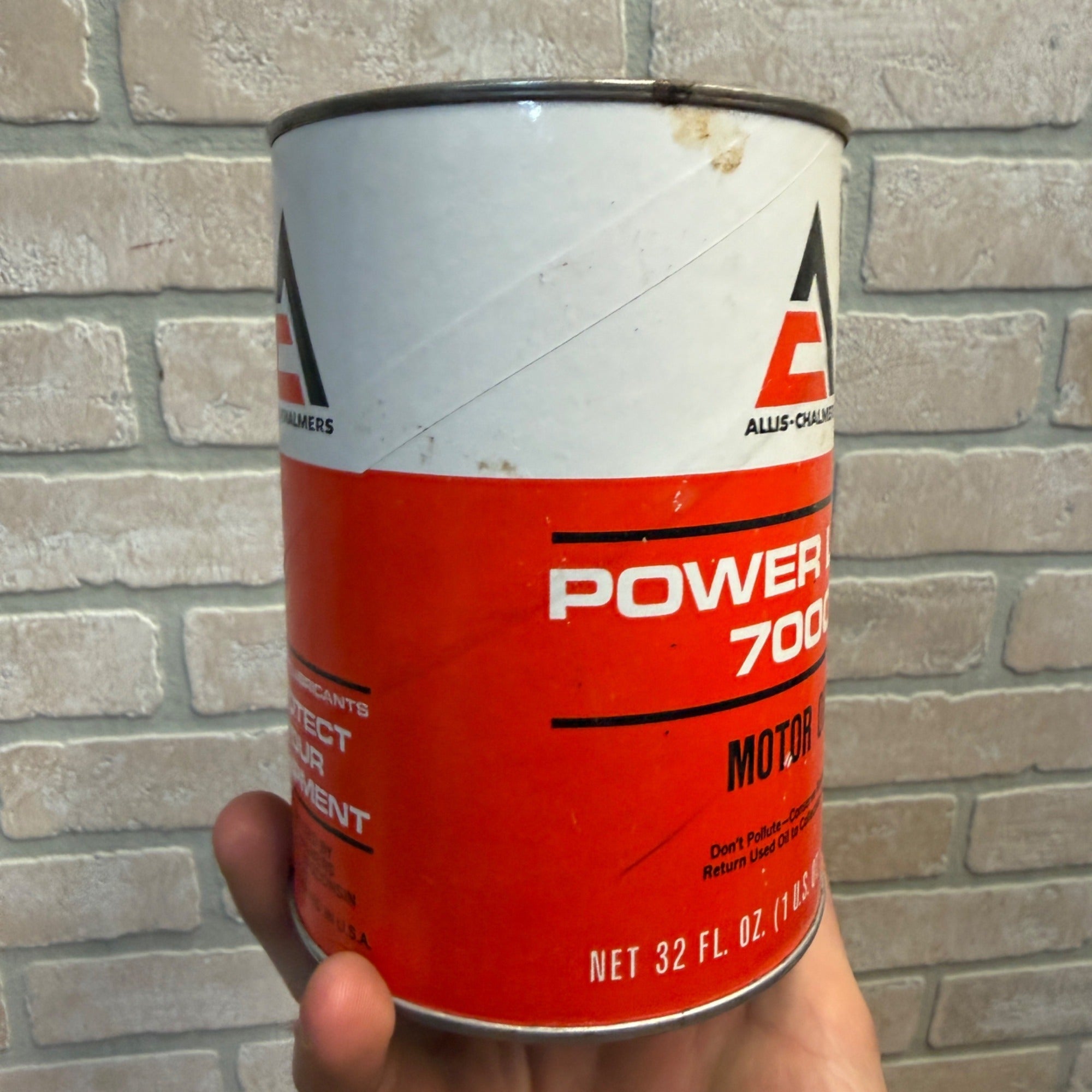 Vintage Allis Chalmers 7000 Power Lube Tractor Motor Oil Advertising Can Bank