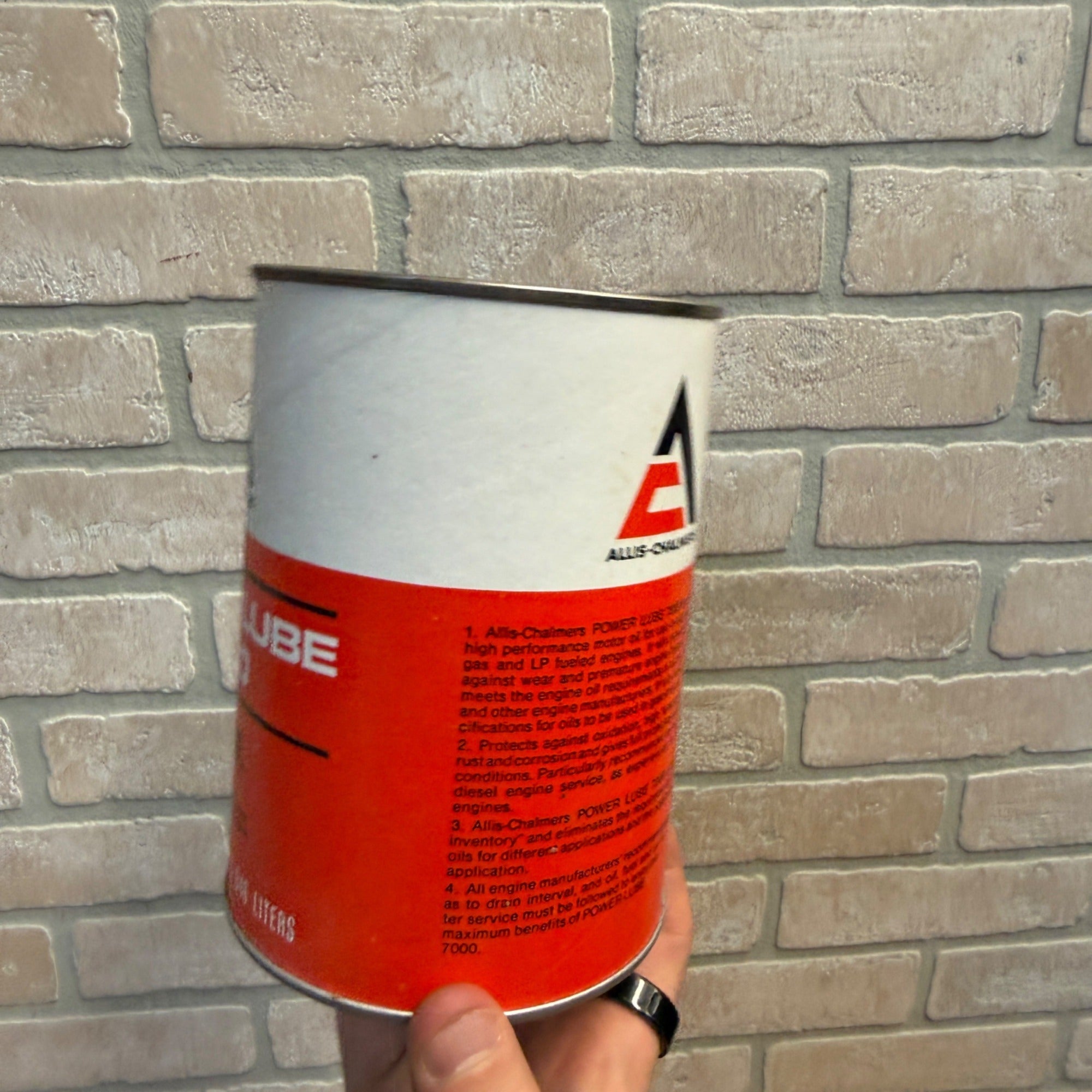 Vintage Allis Chalmers 7000 Power Lube Tractor Motor Oil Advertising Can Bank