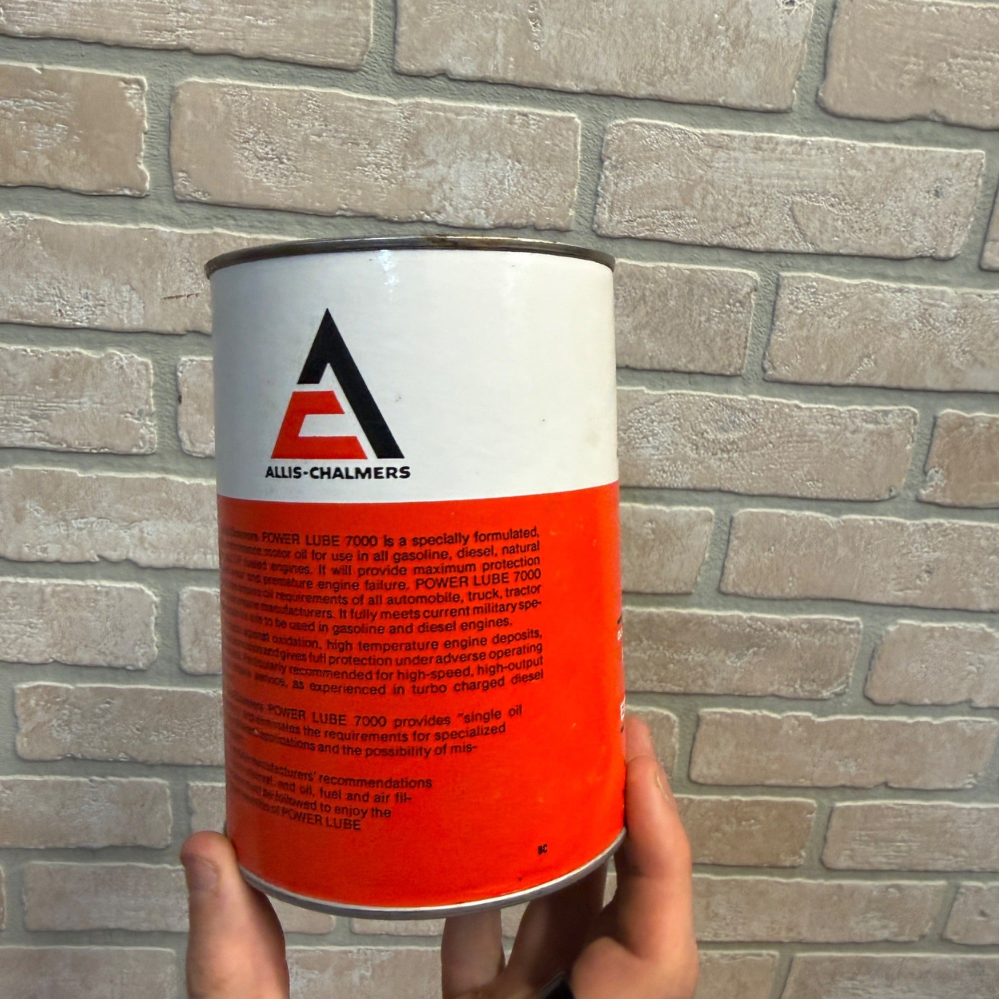 Vintage Allis Chalmers 7000 Power Lube Tractor Motor Oil Advertising Can Bank