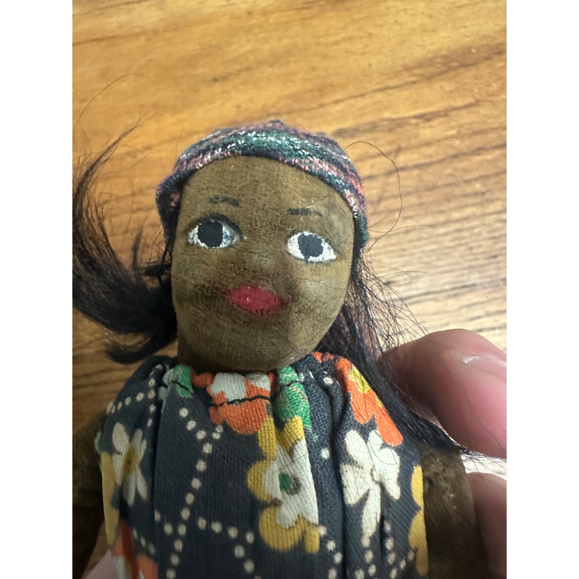 Vintage 1930s Norah Wellings Felt Fabric Black Native Islander Dolls Pair