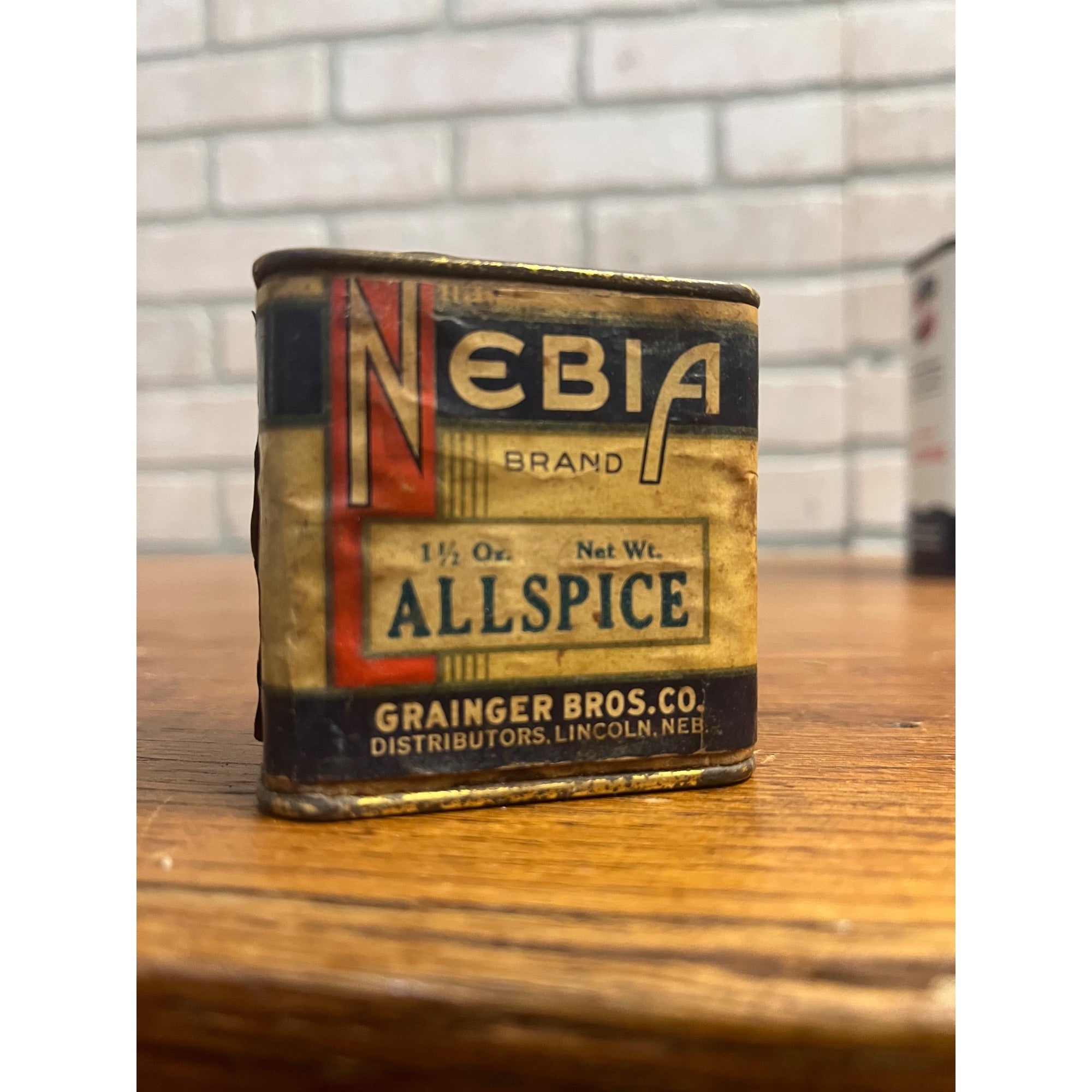 Vintage Nebia Allspice Grainger Bros Lincoln Nebraska Spice Tin Kitchen Decor