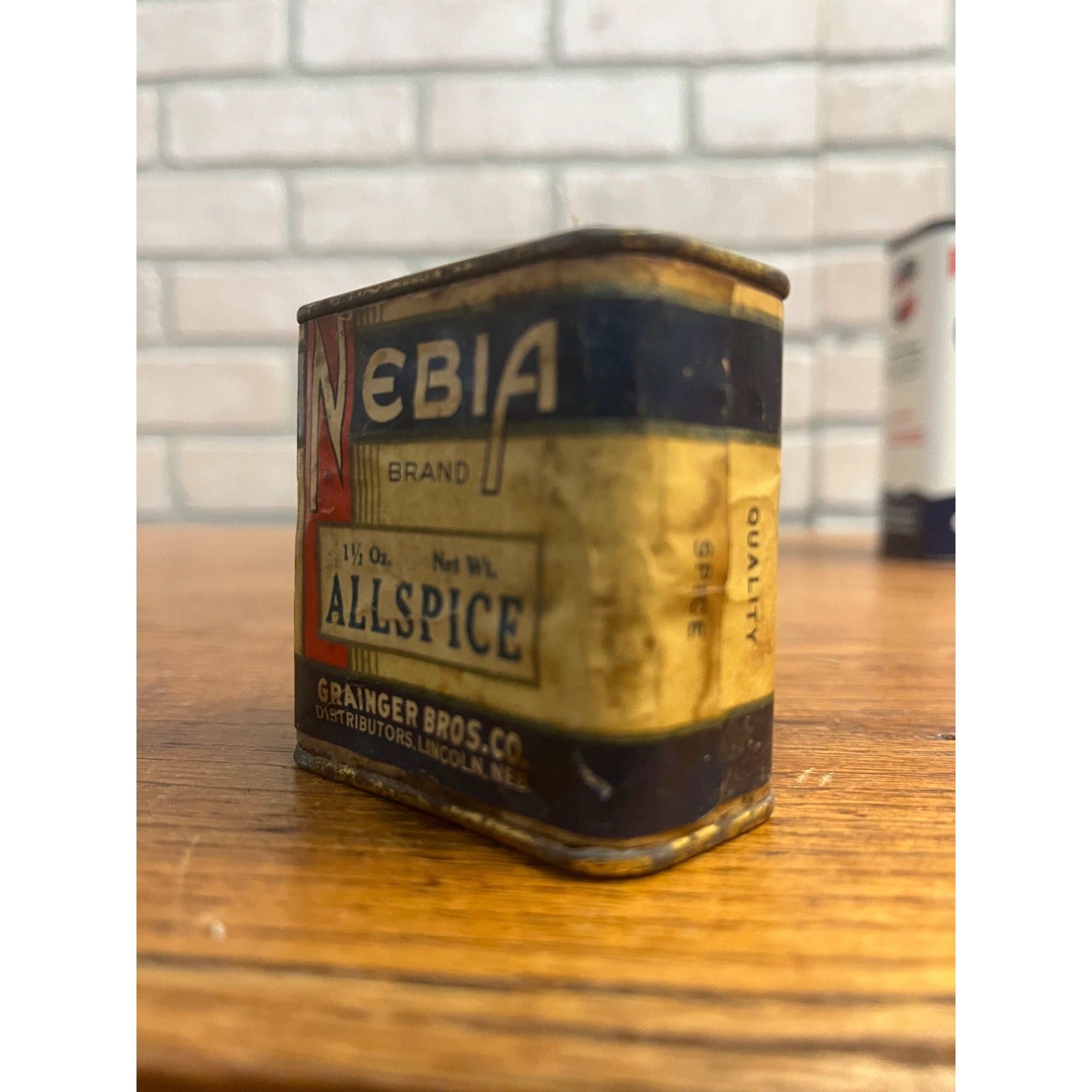 Vintage Nebia Allspice Grainger Bros Lincoln Nebraska Spice Tin Kitchen Decor
