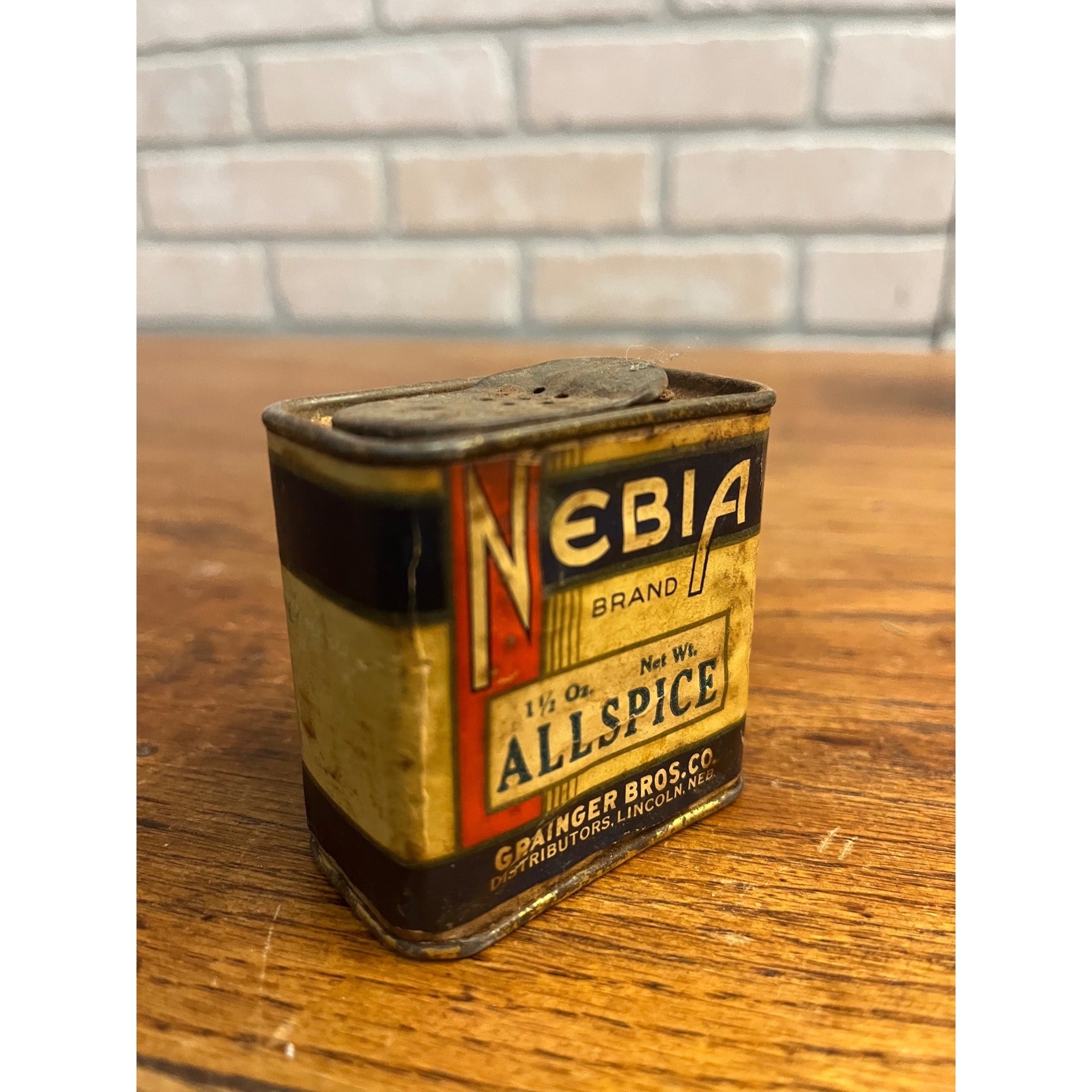 Vintage Nebia Allspice Grainger Bros Lincoln Nebraska Spice Tin Kitchen Decor