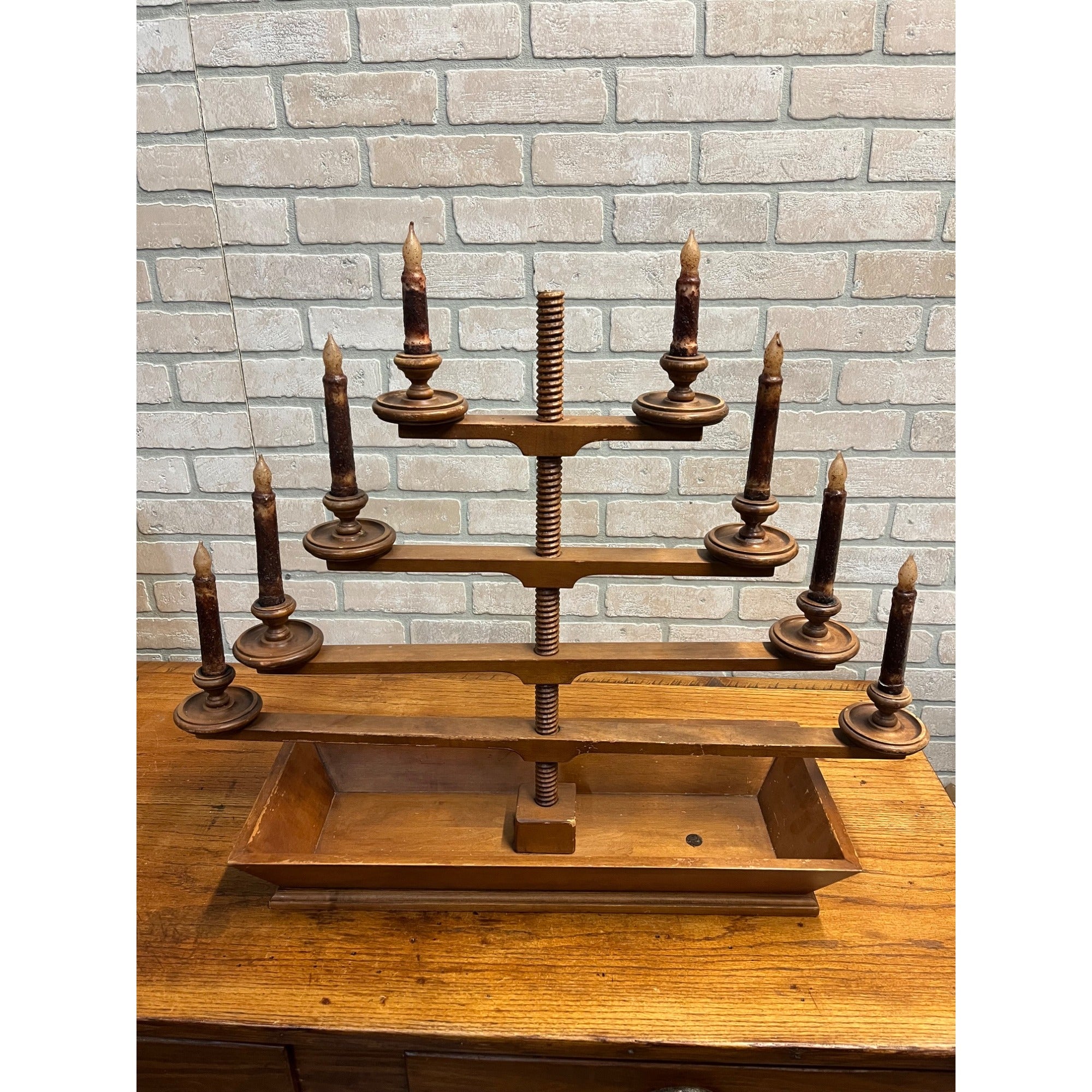 Vintage Tell City Chair Co. Mid Century Wood 4-Tier Candelabra Candle Holder