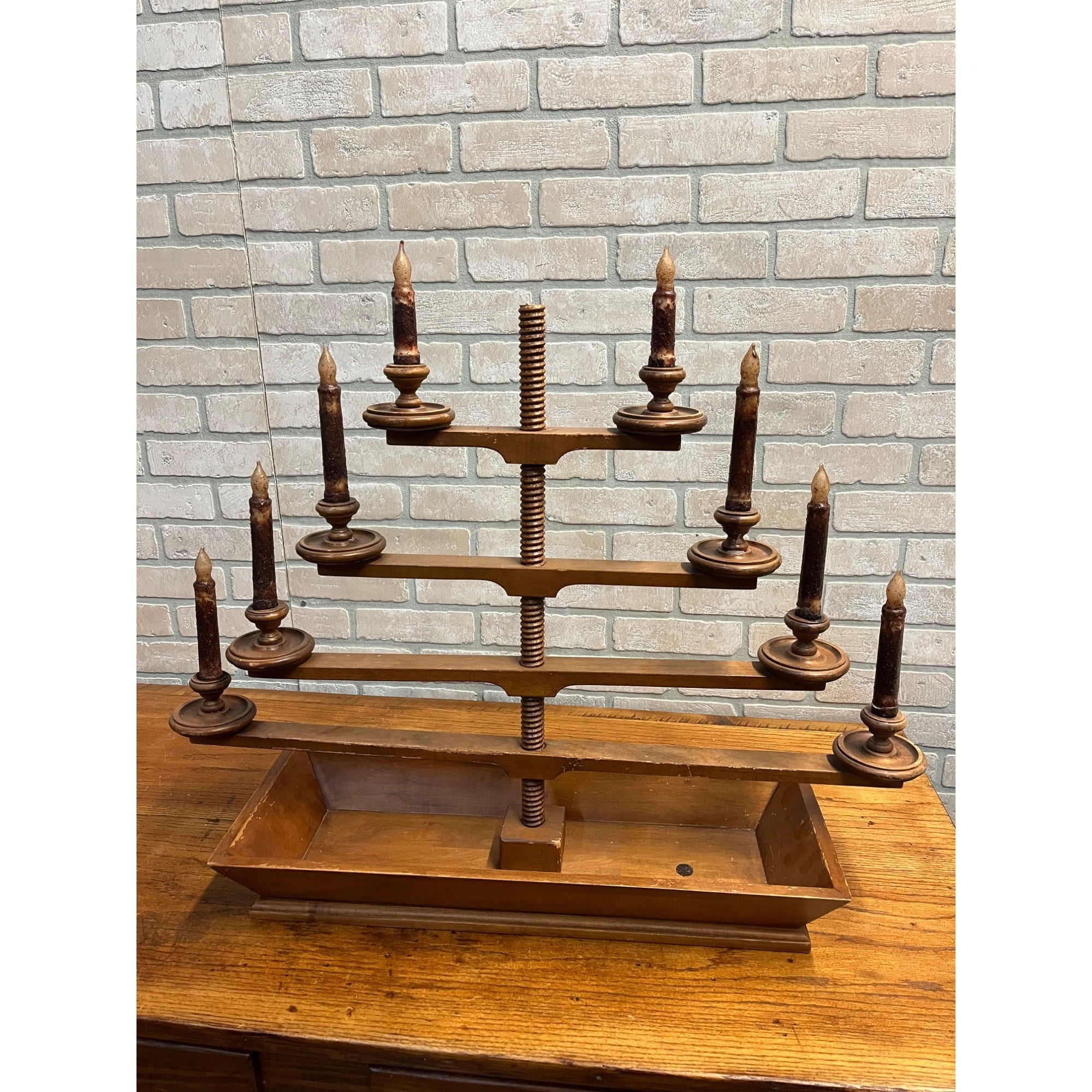 Vintage Tell City Chair Co. Mid Century Wood 4-Tier Candelabra Candle Holder