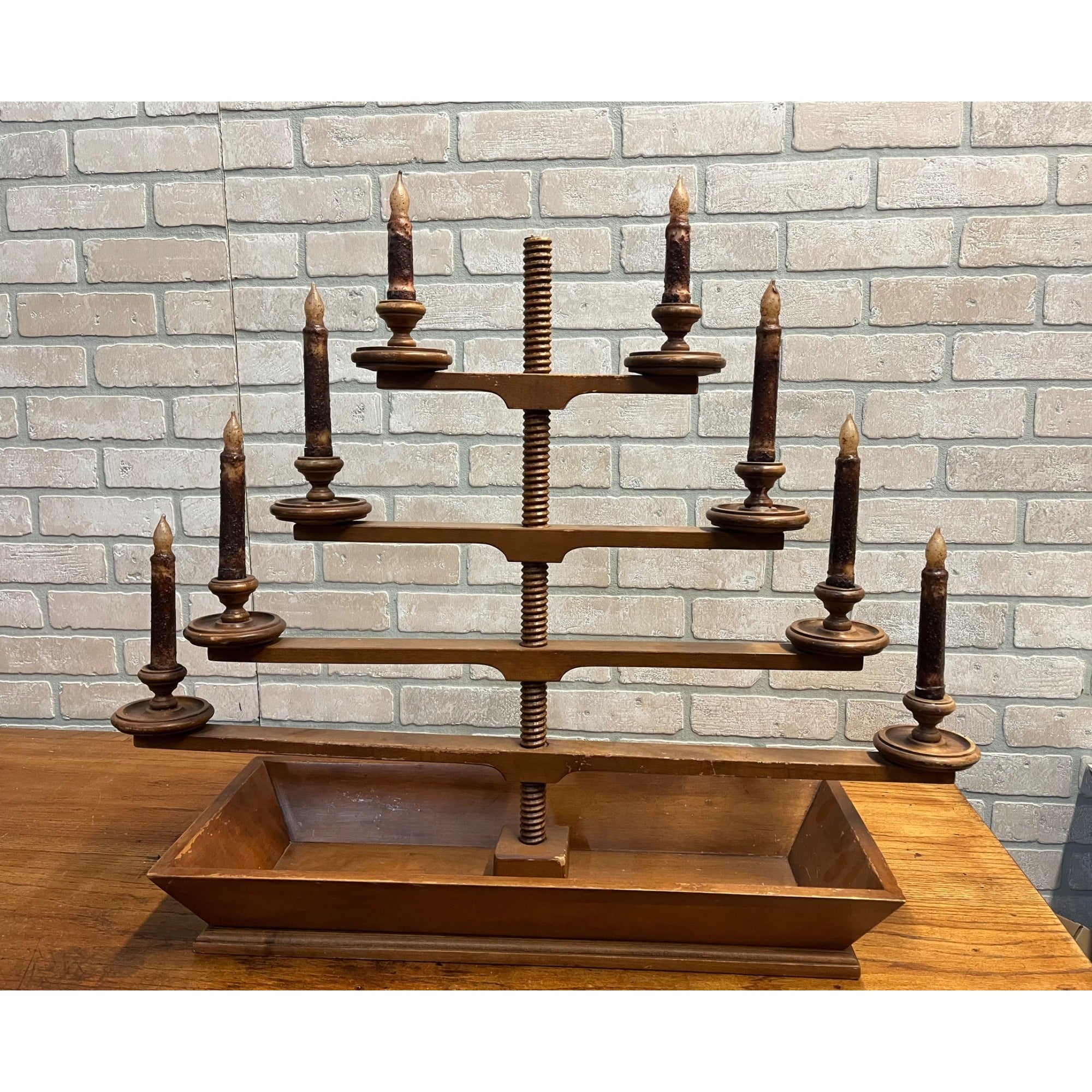Vintage Tell City Chair Co. Mid Century Wood 4-Tier Candelabra Candle Holder