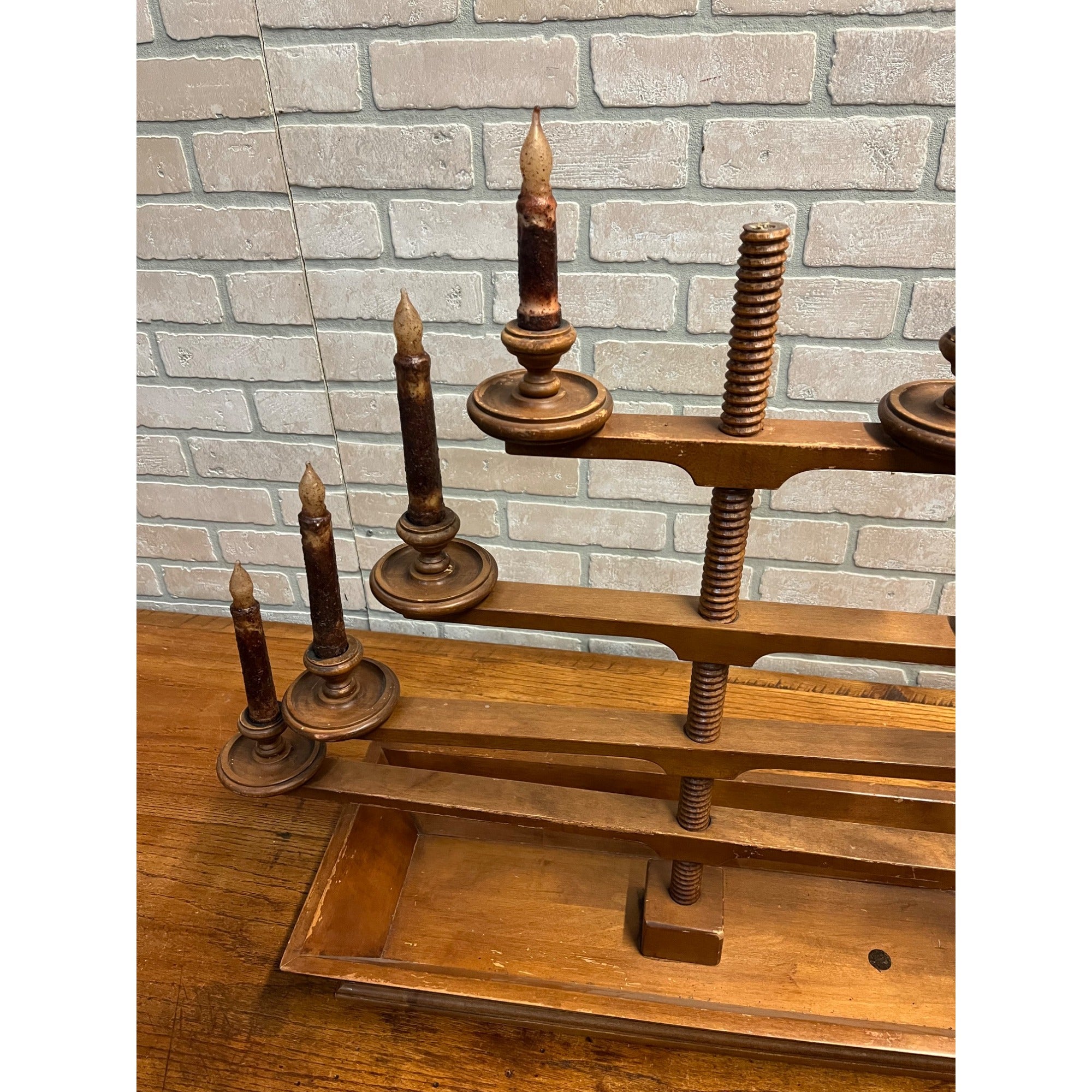 Vintage Tell City Chair Co. Mid Century Wood 4-Tier Candelabra Candle Holder