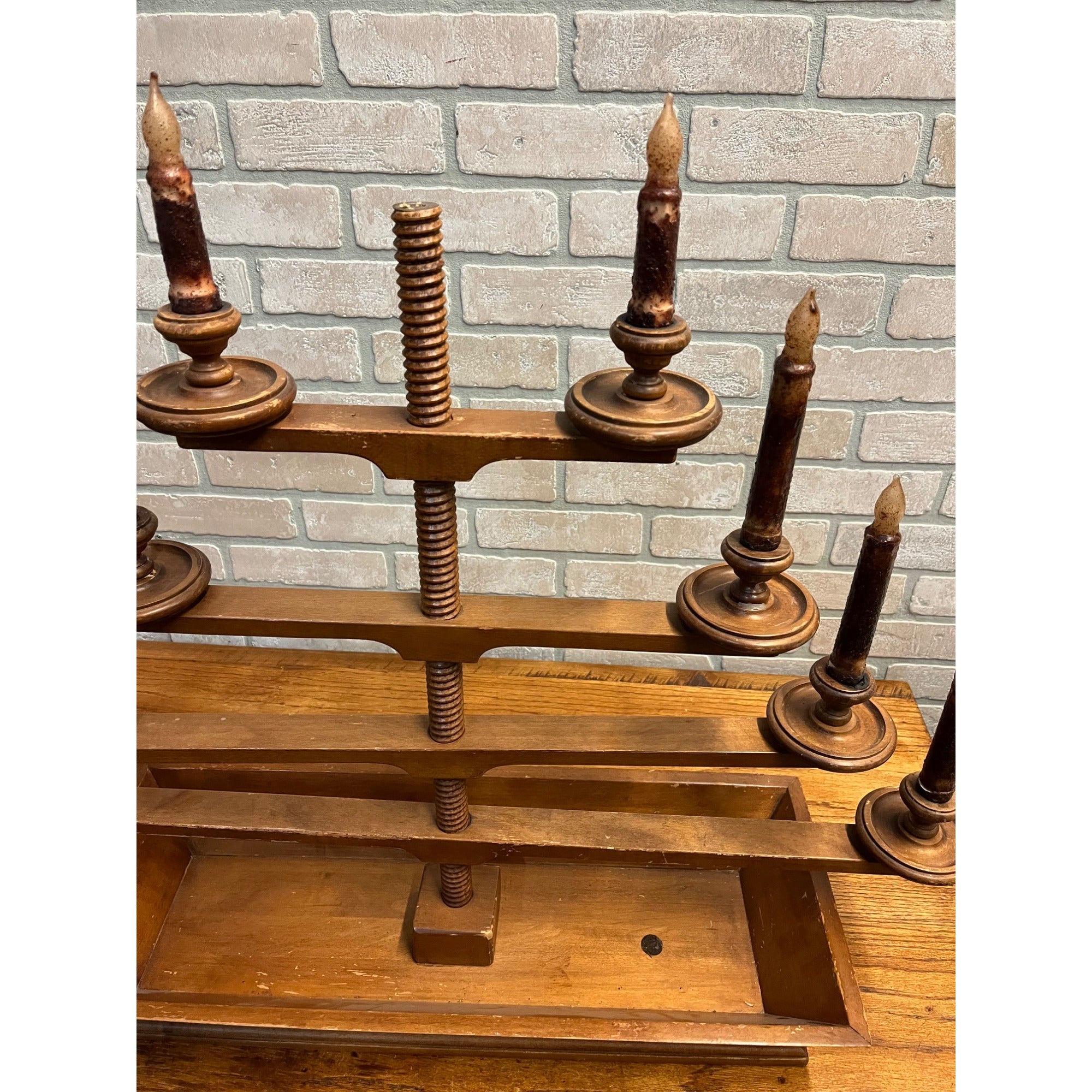 Vintage Tell City Chair Co. Mid Century Wood 4-Tier Candelabra Candle Holder