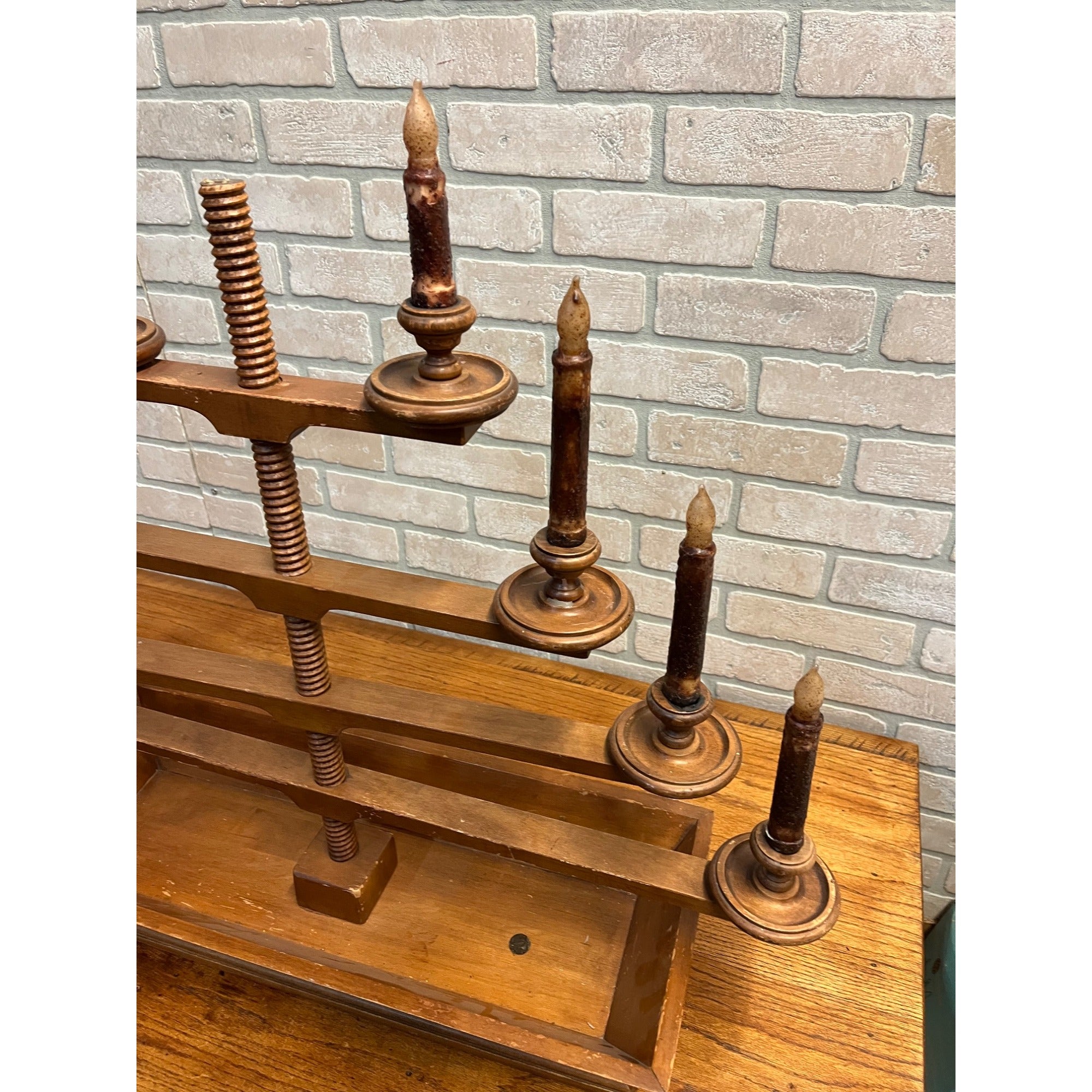 Vintage Tell City Chair Co. Mid Century Wood 4-Tier Candelabra Candle Holder