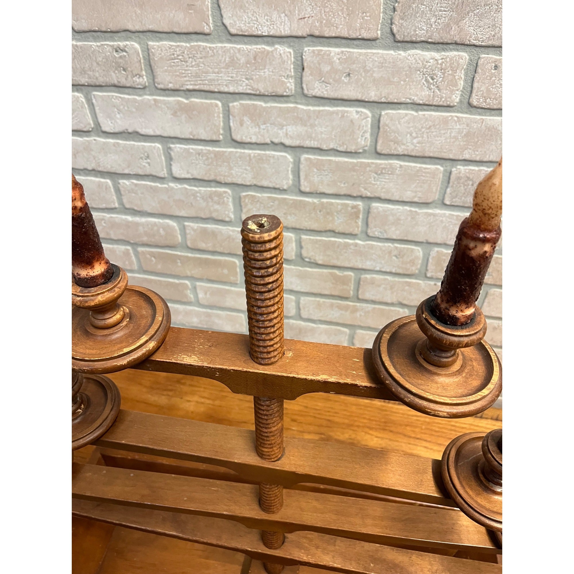 Vintage Tell City Chair Co. Mid Century Wood 4-Tier Candelabra Candle Holder