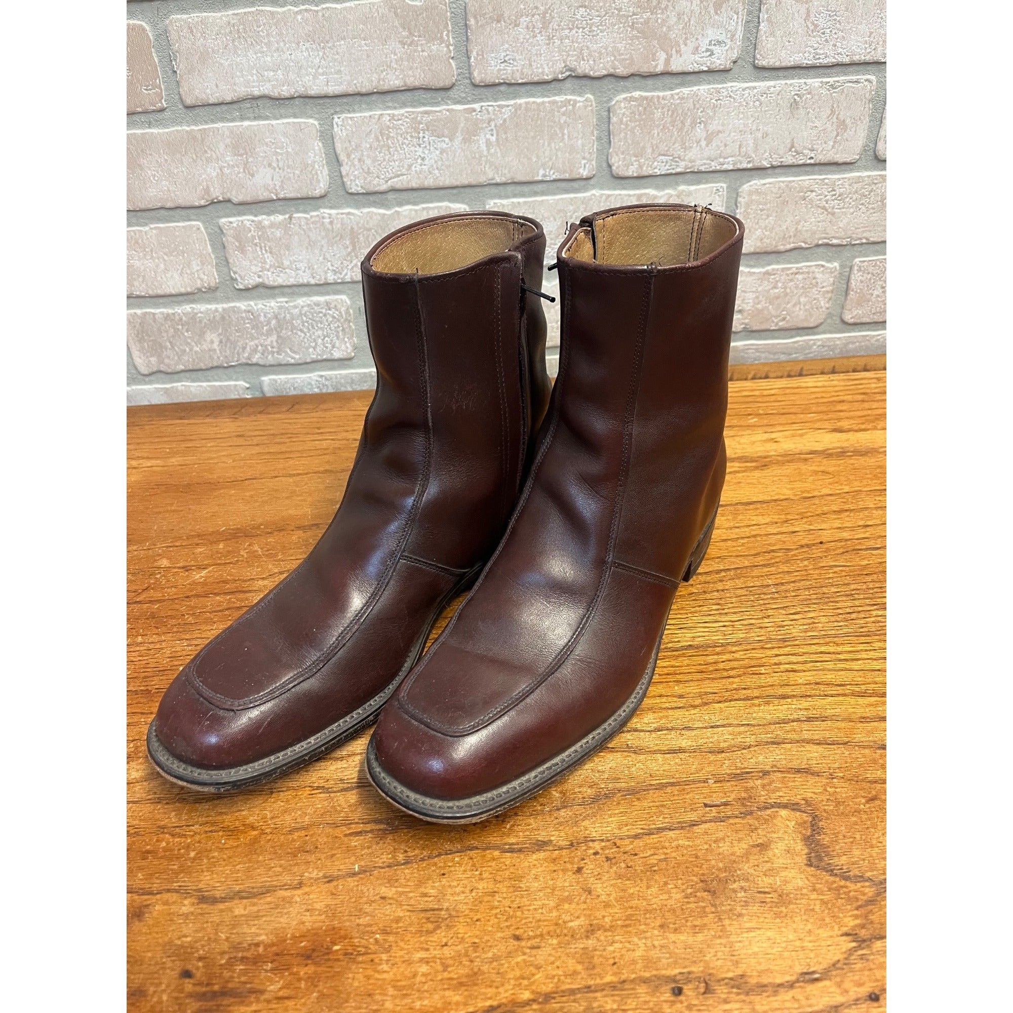 Vintage Executive Imperial Dress Boots Brown Leather Zipper-Side Men’s Size 9.5