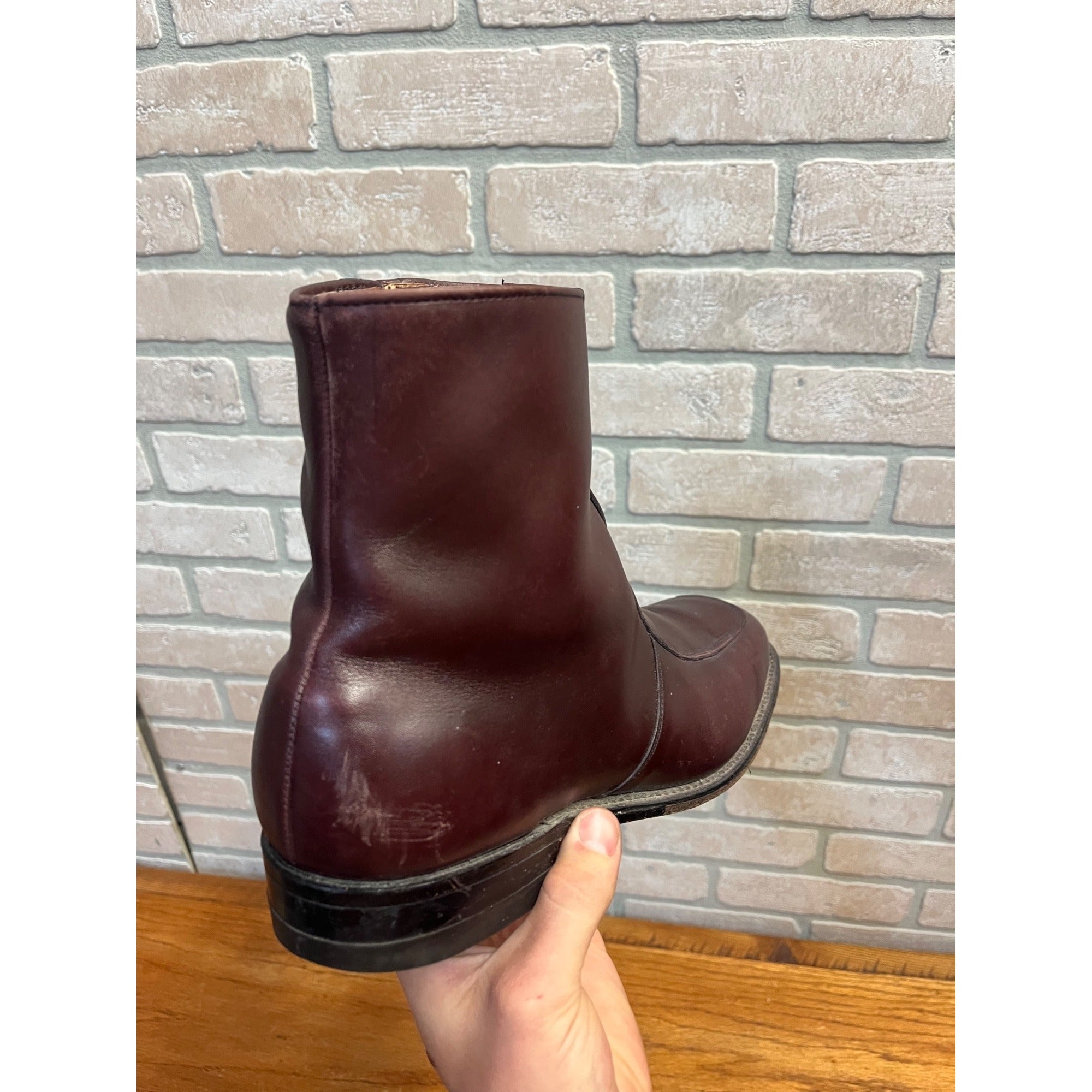 Vintage Executive Imperial Dress Boots Brown Leather Zipper-Side Men’s Size 9.5