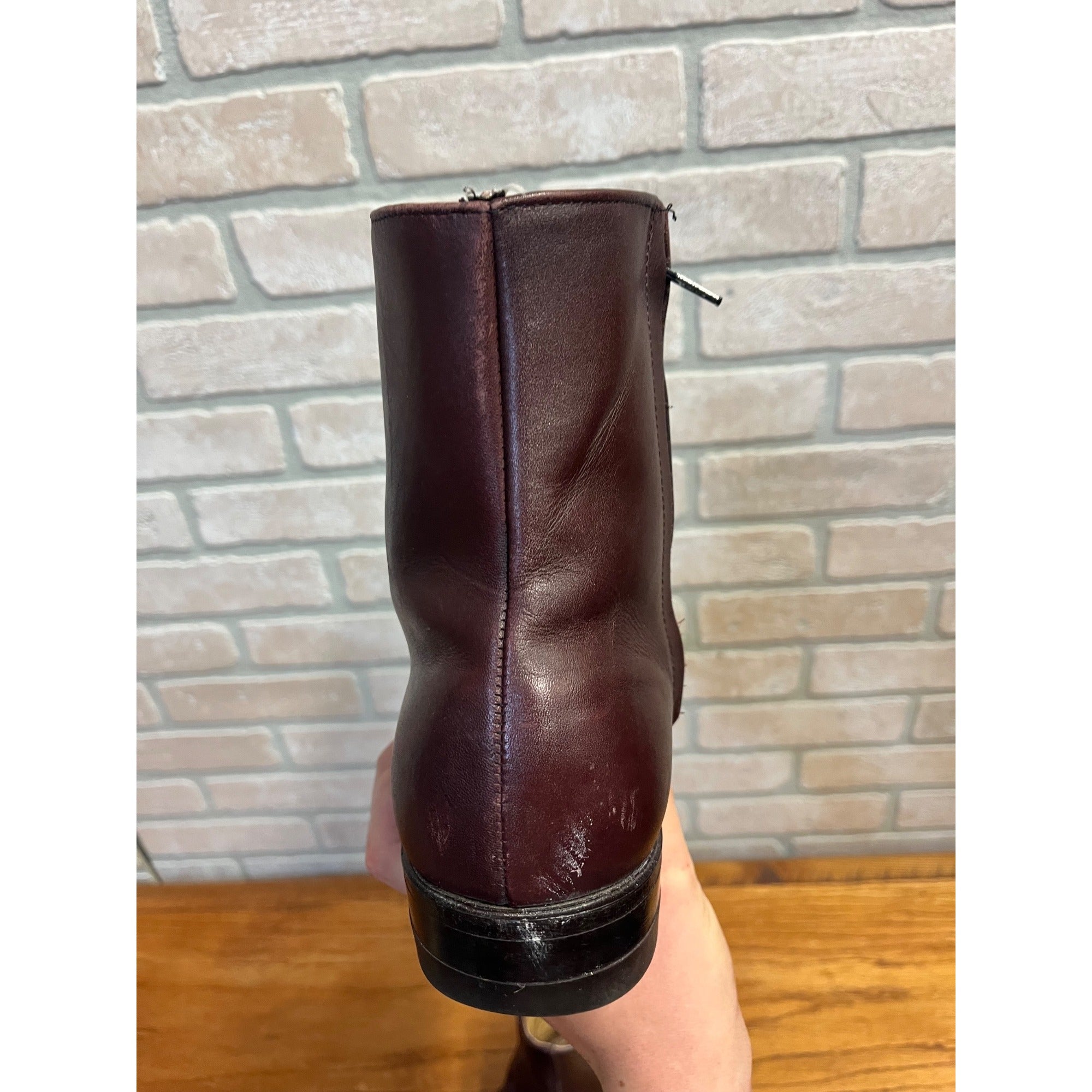 Vintage Executive Imperial Dress Boots Brown Leather Zipper-Side Men’s Size 9.5