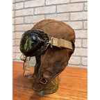 Vintage 1920s Scully Bros Brown Leather Air Mail Helmet & Willson Pilot Goggles