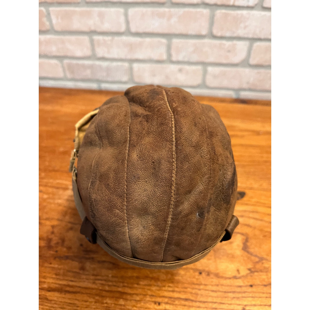 Vintage 1920s Scully Bros Brown Leather Air Mail Helmet & Willson Pilot Goggles