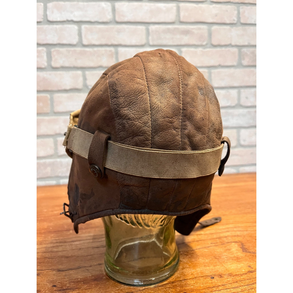 Vintage 1920s Scully Bros Brown Leather Air Mail Helmet & Willson Pilot Goggles