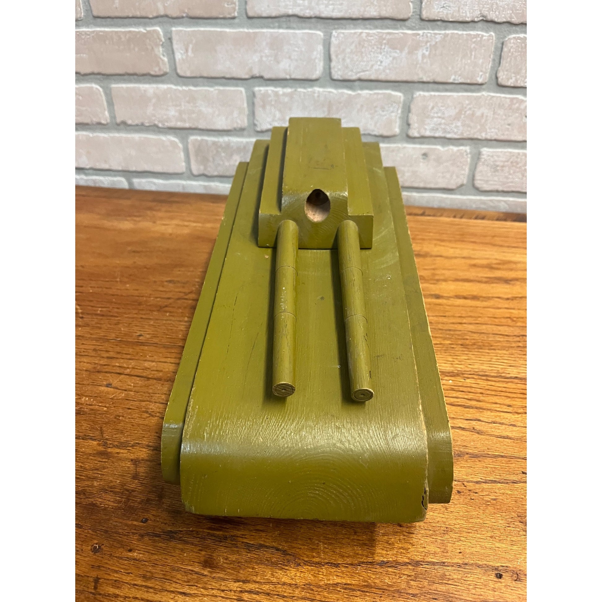 Vintage WWII Era Wooden green US Army Toy Tank