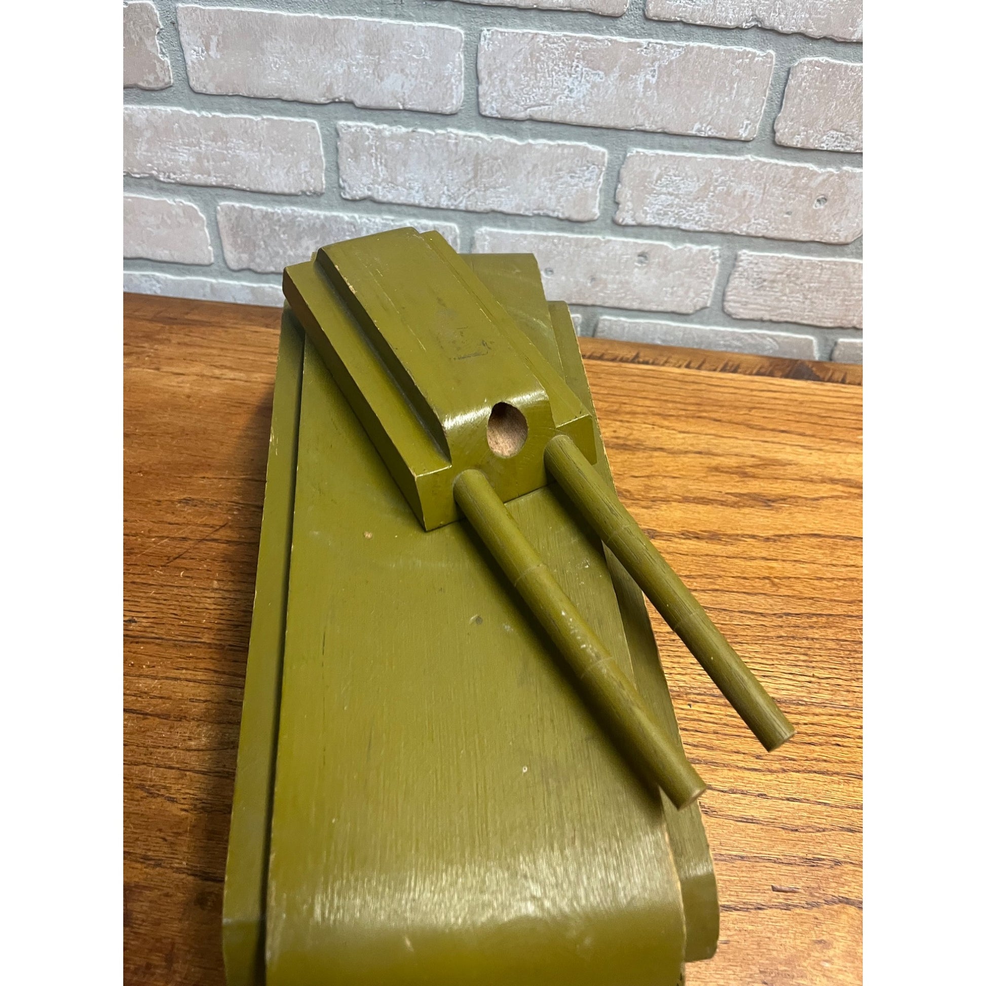 Vintage WWII Era Wooden green US Army Toy Tank