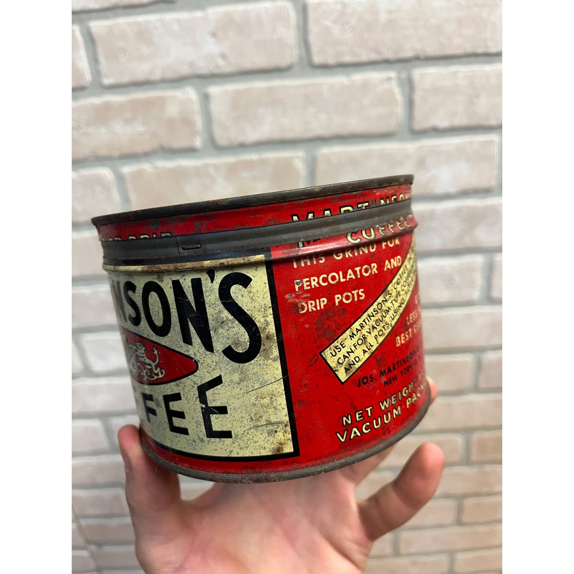 Vintage Martinson's Coffee Tin Can New York 1930s Advertising Kitchen