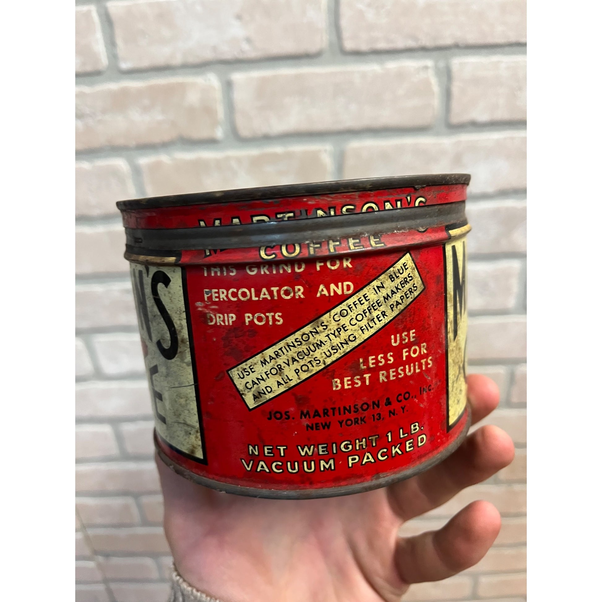 Vintage Martinson's Coffee Tin Can New York 1930s Advertising Kitchen