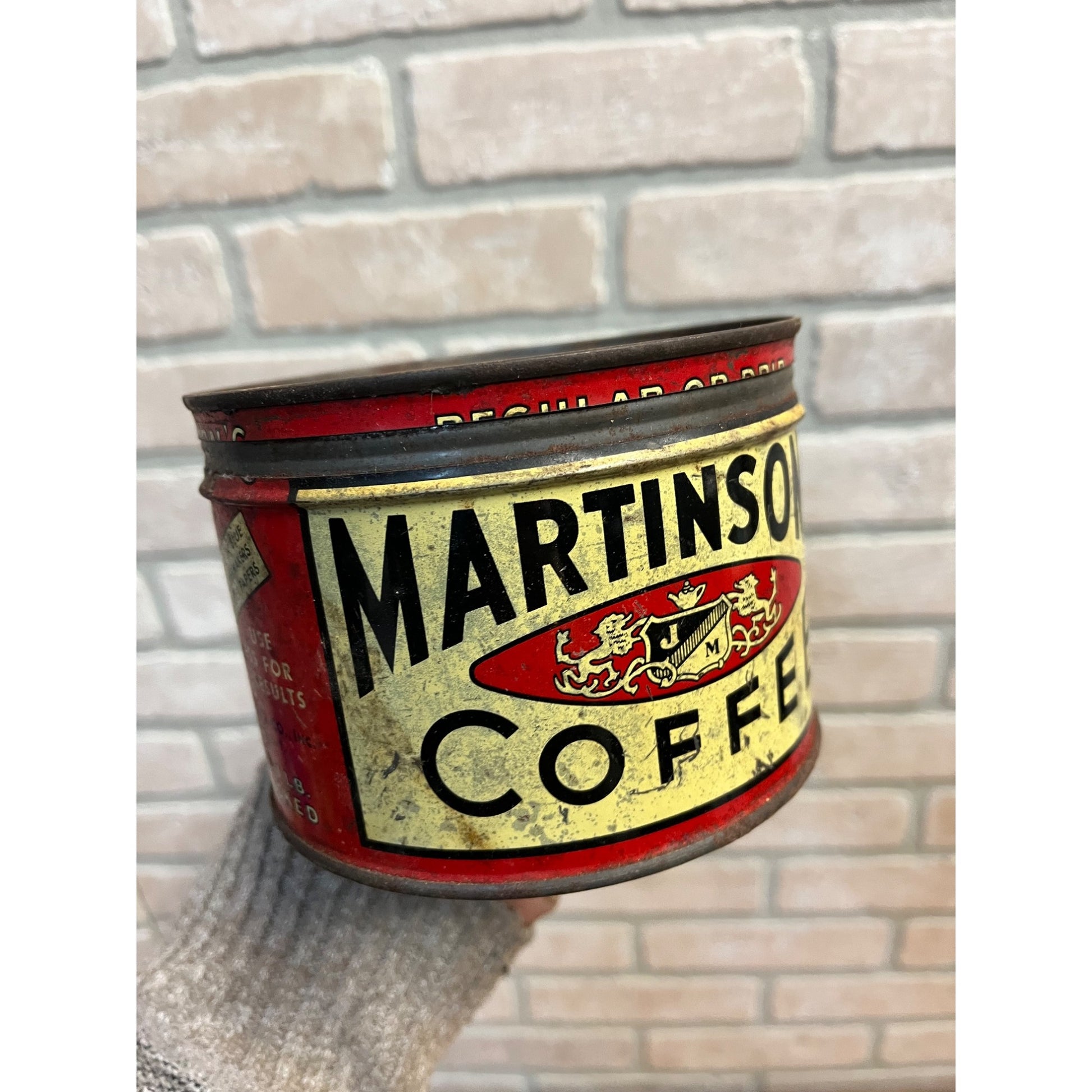 Vintage Martinson's Coffee Tin Can New York 1930s Advertising Kitchen