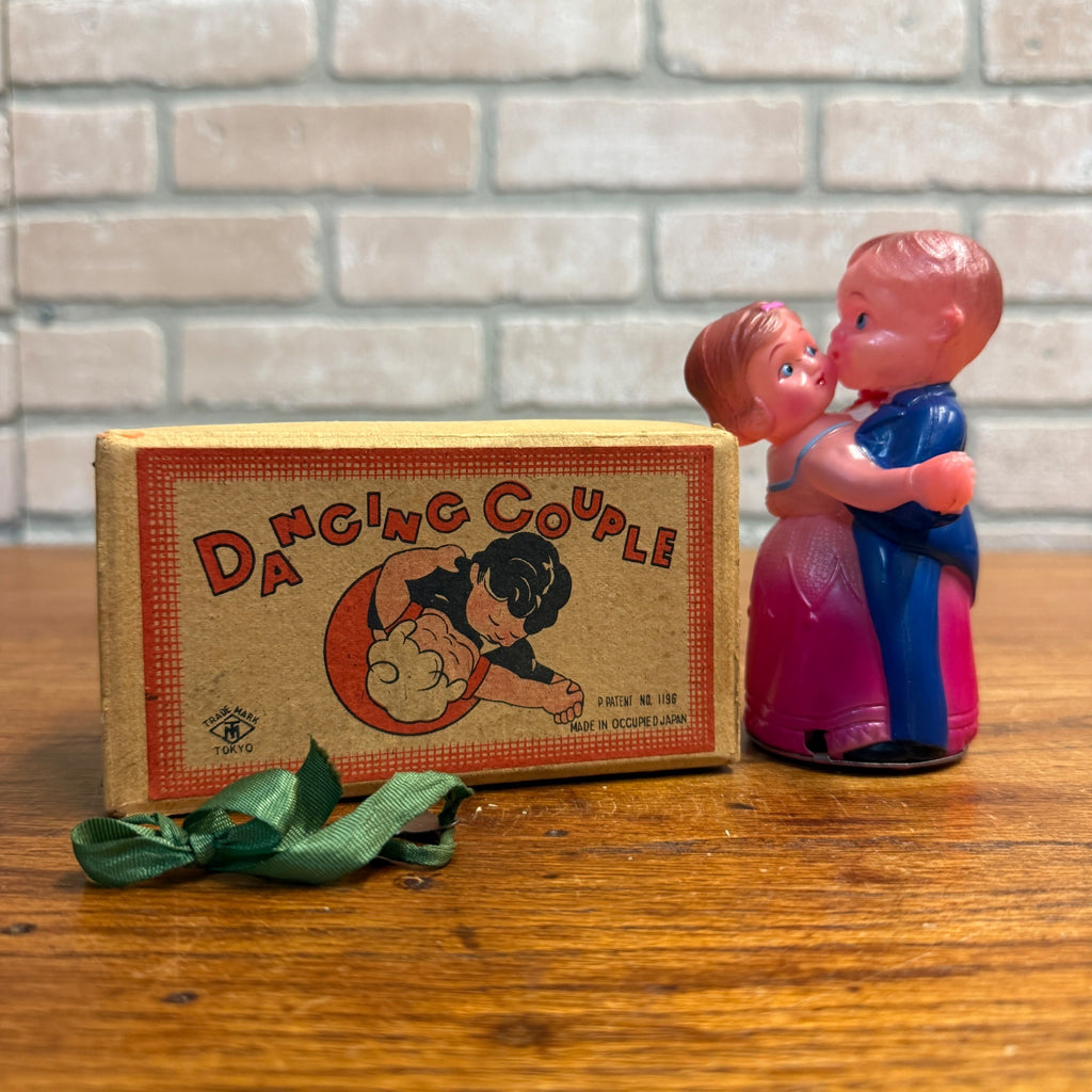 Vintage Celluloid Dancing Couple Dance Wind-Up Toy Made In Japan w/ Box