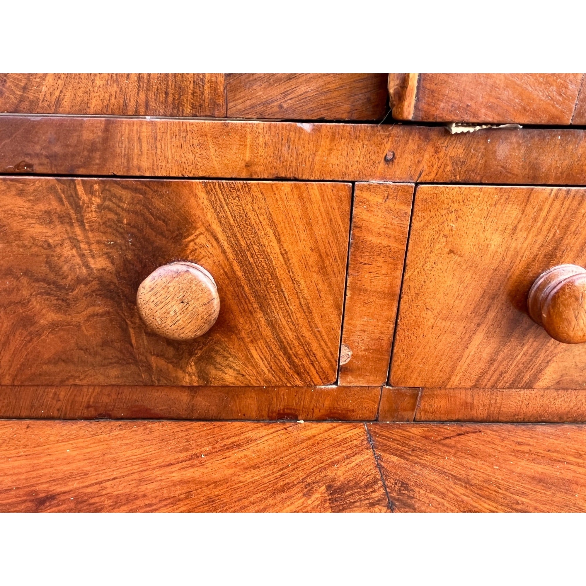 Antique Mahogany or Burl Oak Book Case Secretary 2-Piece Cabinet Drawers