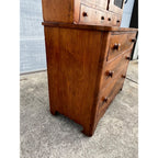 Antique Mahogany or Burl Oak Book Case Secretary 2-Piece Cabinet Drawers