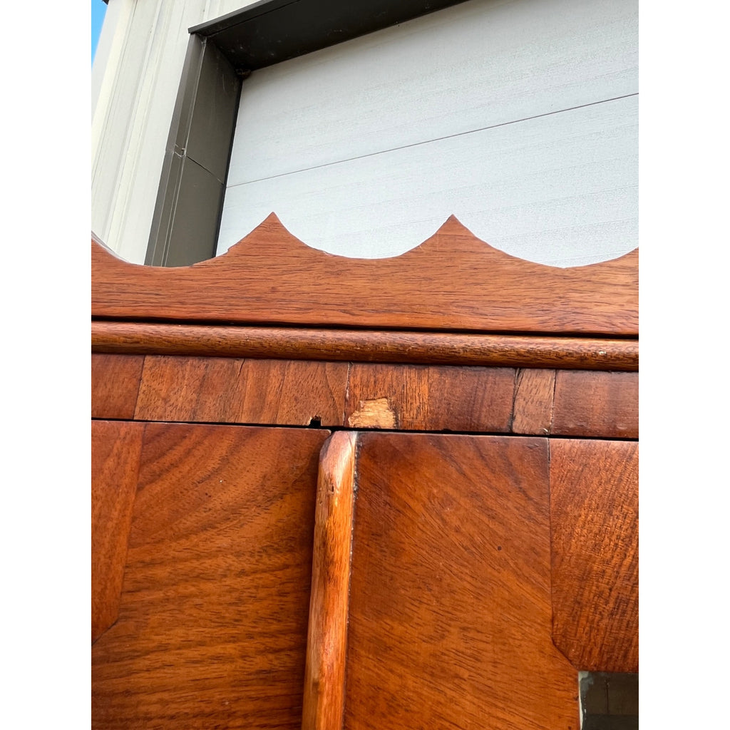 Antique Mahogany or Burl Oak Book Case Secretary 2-Piece Cabinet Drawers