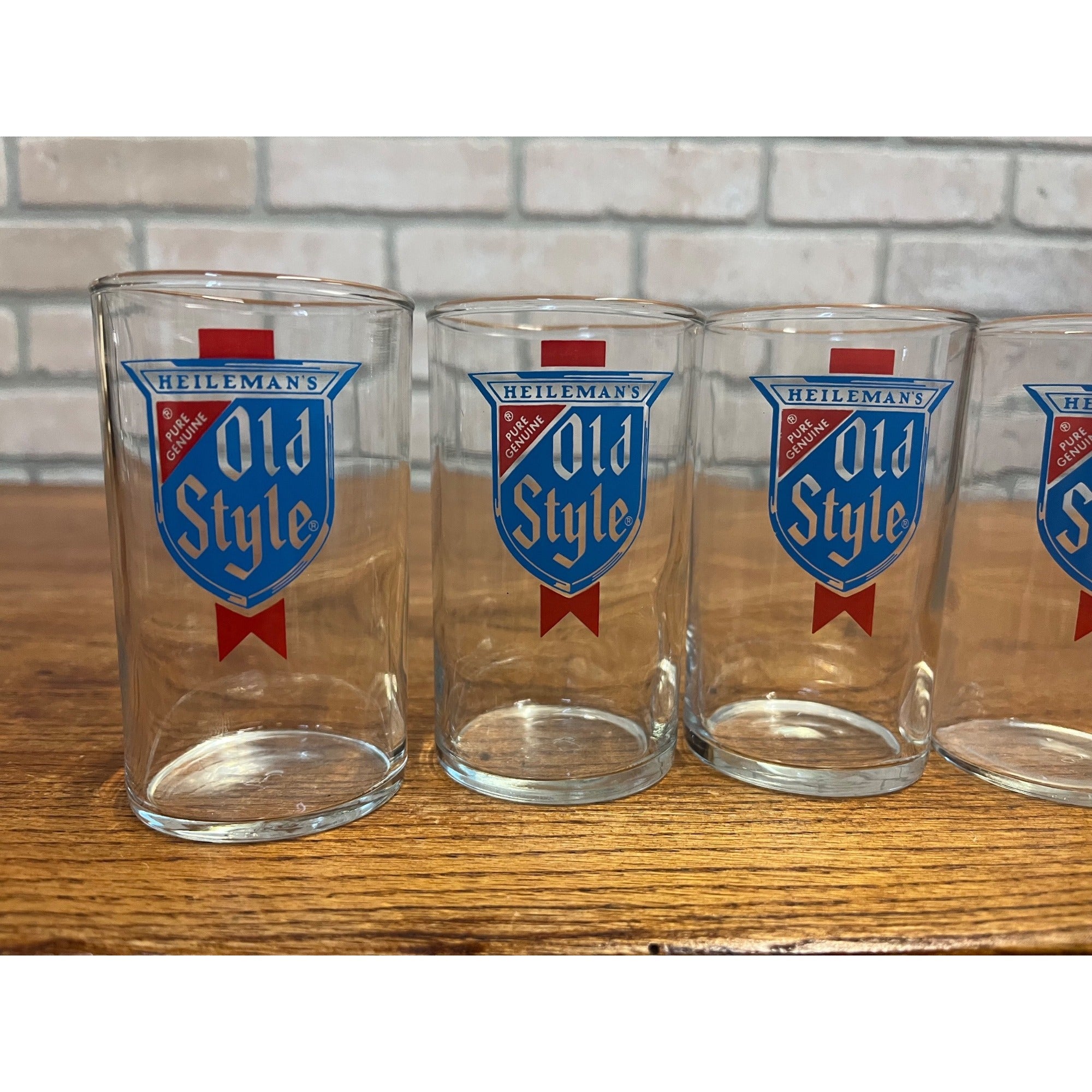 Vintage 1960s Heileman's Old Style Beer Glasses Lot (4) Taster 4" Barware