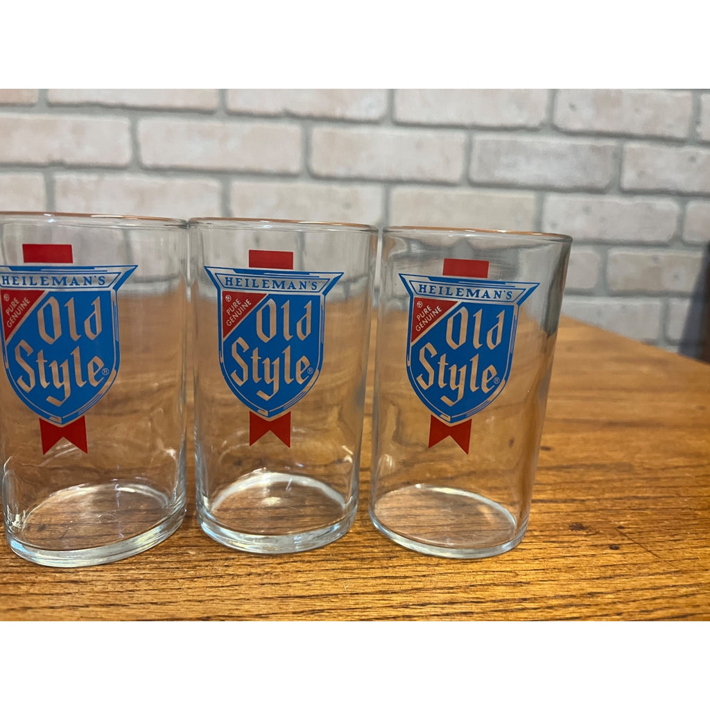 Vintage 1960s Heileman's Old Style Beer Glasses Lot (4) Taster 4" Barware