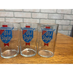 Vintage 1960s Heileman's Old Style Beer Glasses Lot (4) Taster 4" Barware