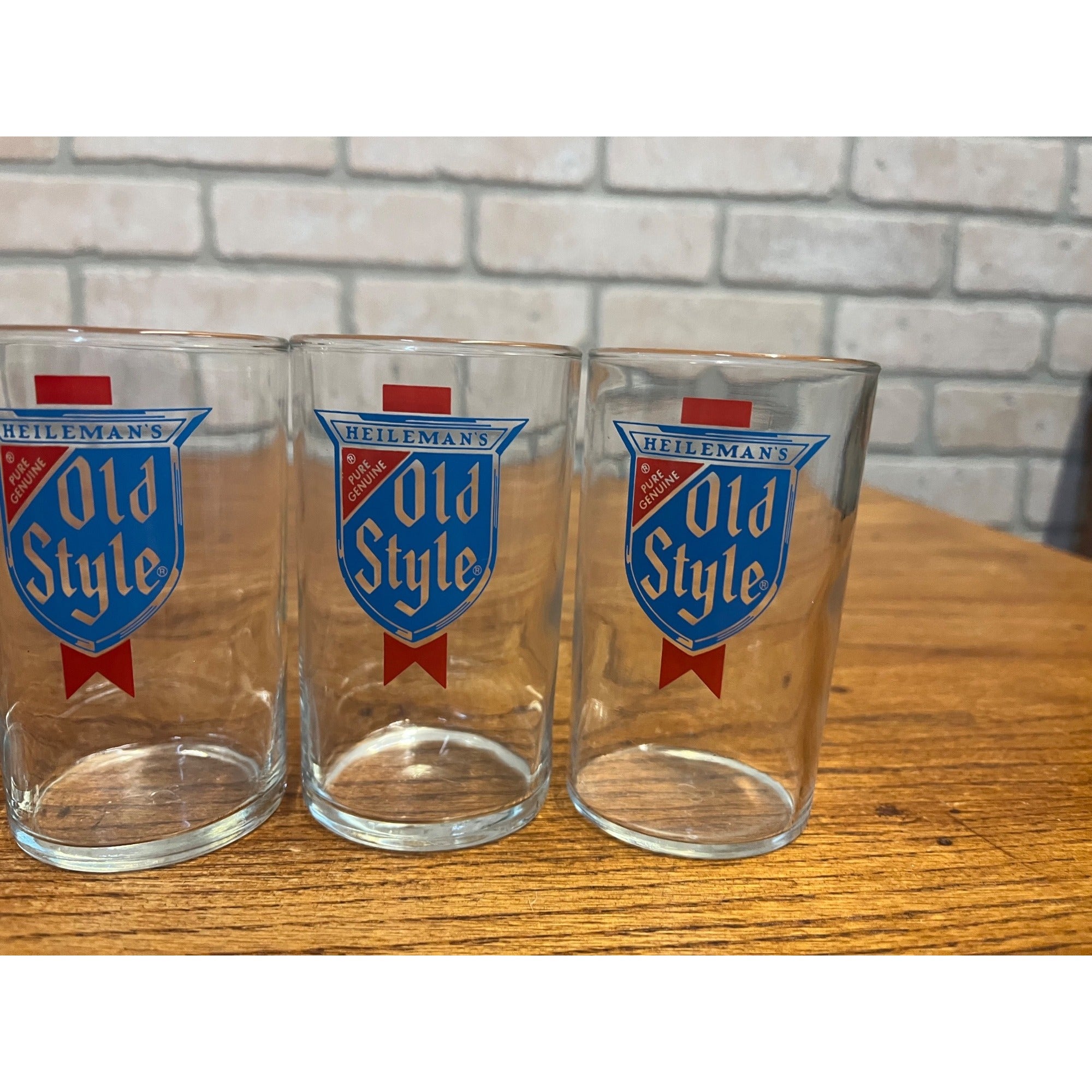 Vintage 1960s Heileman's Old Style Beer Glasses Lot (4) Taster 4" Barware