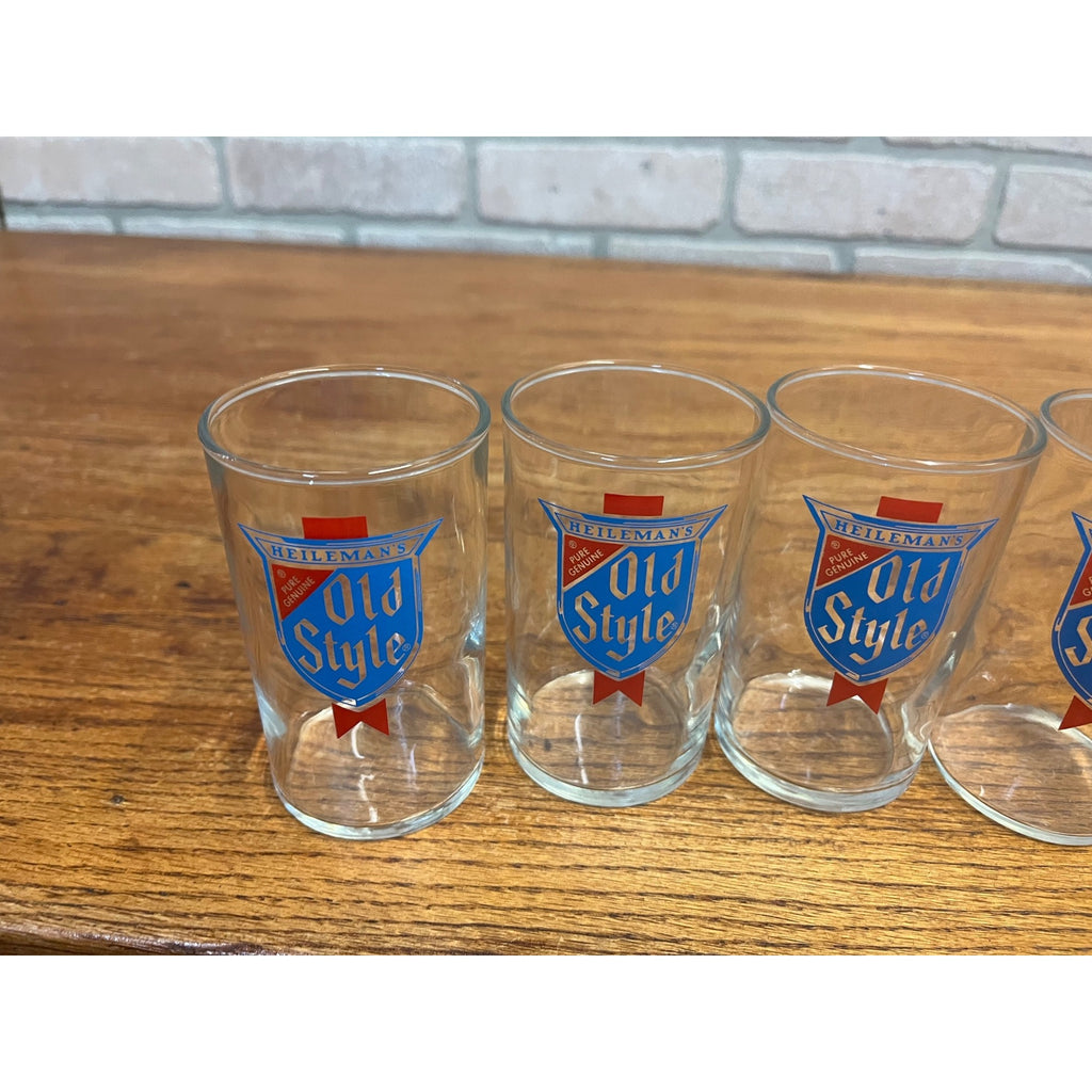 Vintage 1960s Heileman's Old Style Beer Glasses Lot (4) Taster 4" Barware