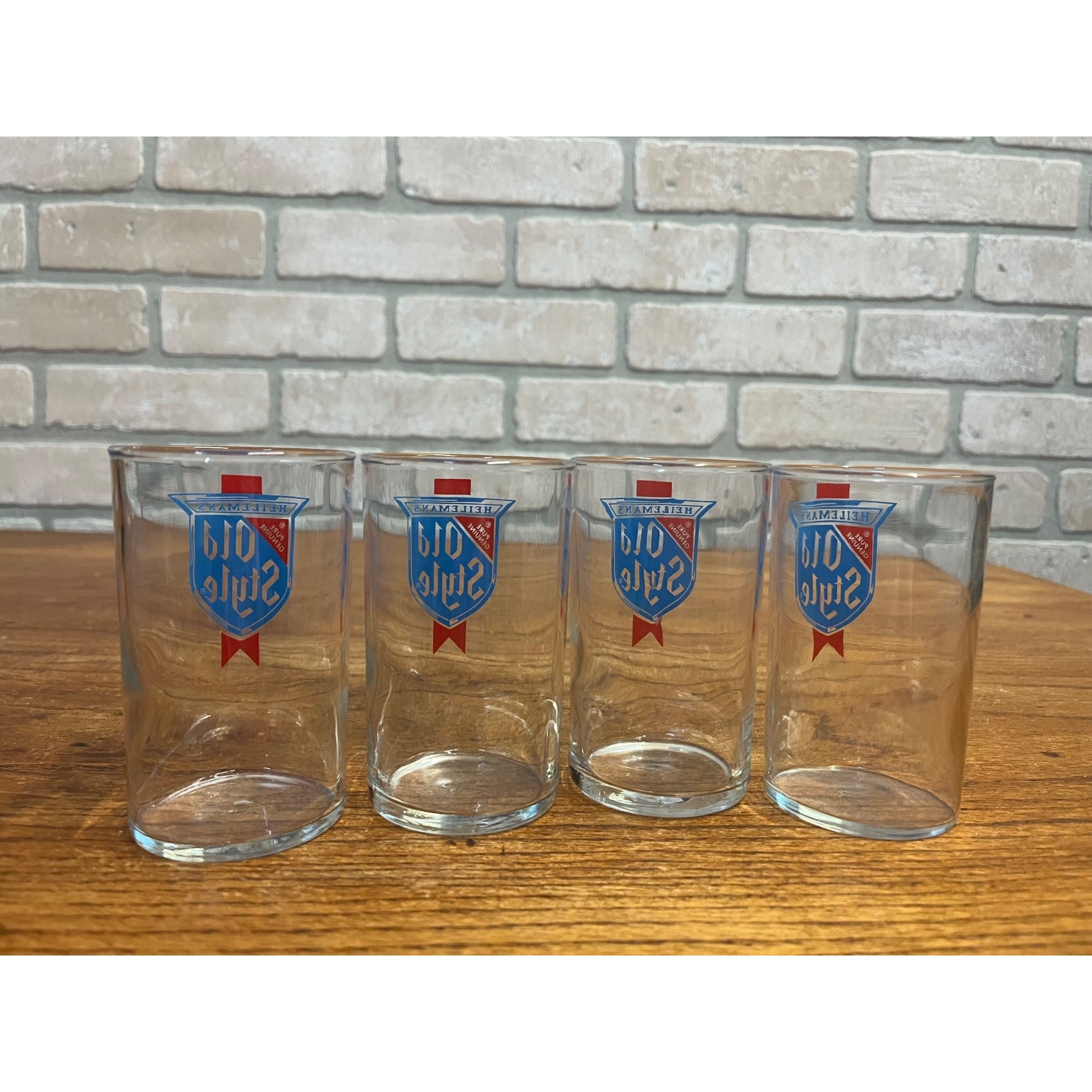 Vintage 1960s Heileman's Old Style Beer Glasses Lot (4) Taster 4" Barware