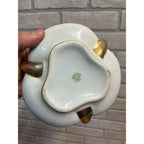 Vintage Nippon Hand Painted Bowl Apples & Floral Three Handle Dish 7"