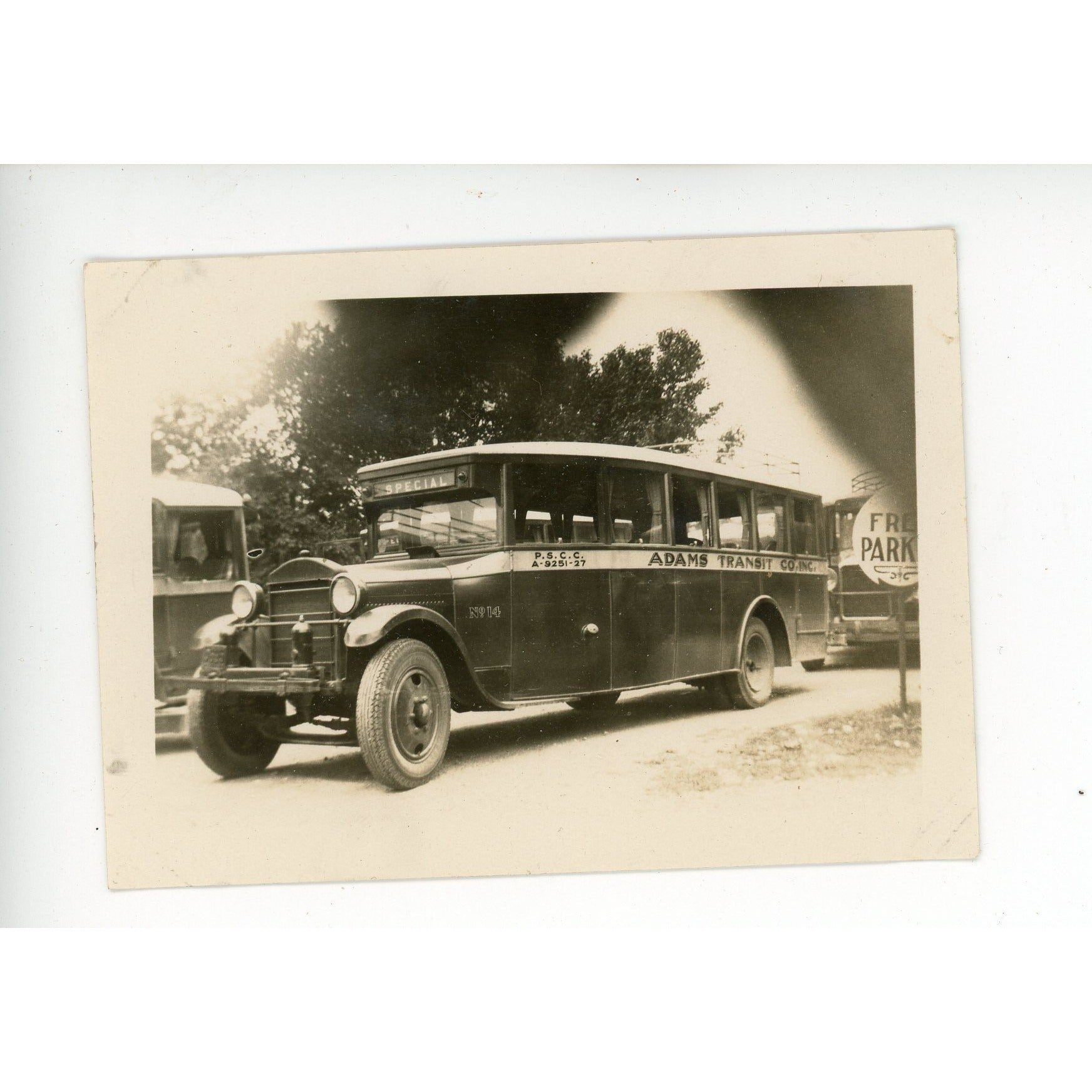 Vintage 1940s Adams Transit Co Bus Real Photo Original Snapshot 3-1/2" x 2-1/2" Automobile