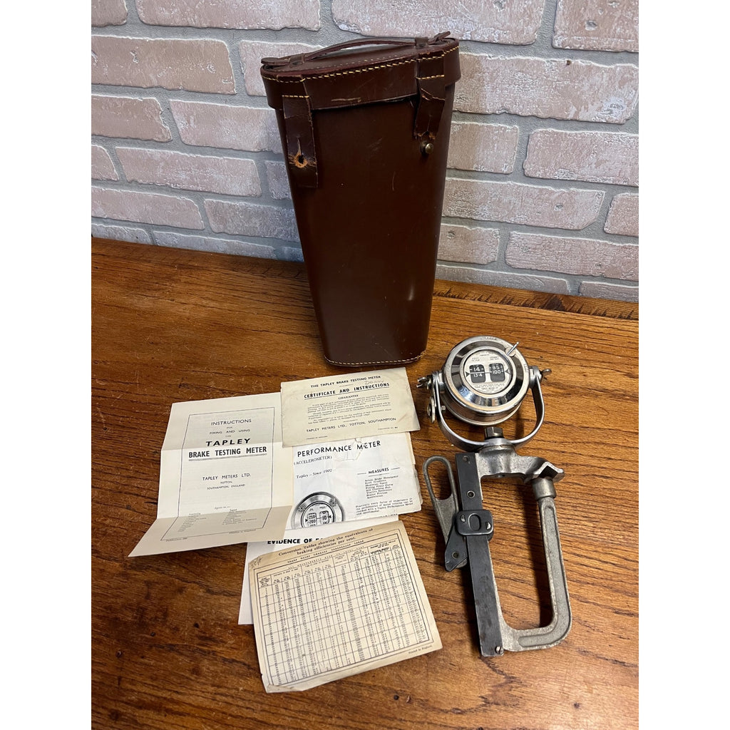 Antique 1929 Tapley & Co. Totton Brake Meter Automotive Gauge Tool w Case Papers