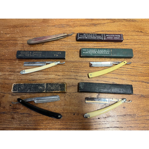 Vintage Straight Razor Lot (5) Wood & Celluloid Handles Kraut & Dohnal ++