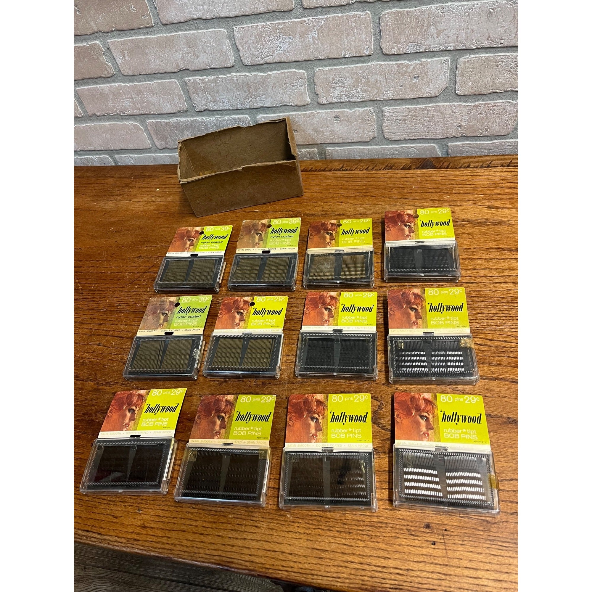 Vintage 1960s HUGE LOT Hollywood Nylon Coated Bob Hair Pins NOS Box