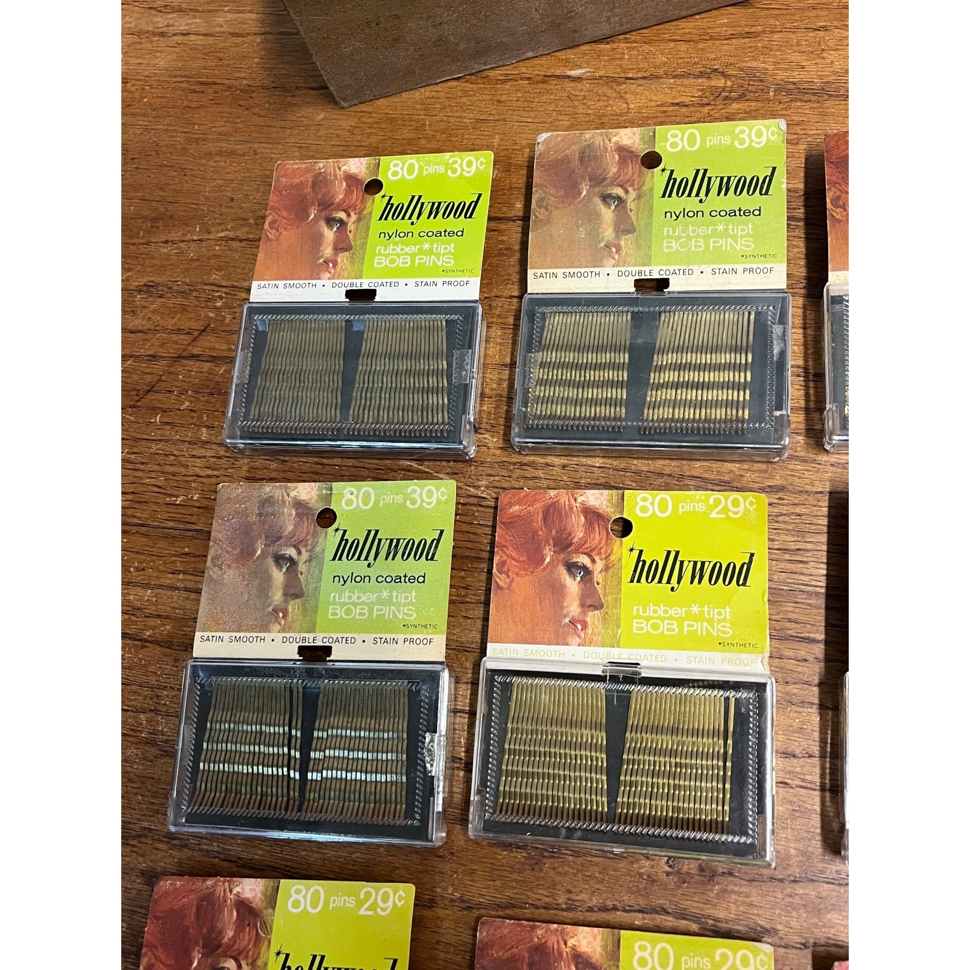 Vintage 1960s HUGE LOT Hollywood Nylon Coated Bob Hair Pins NOS Box
