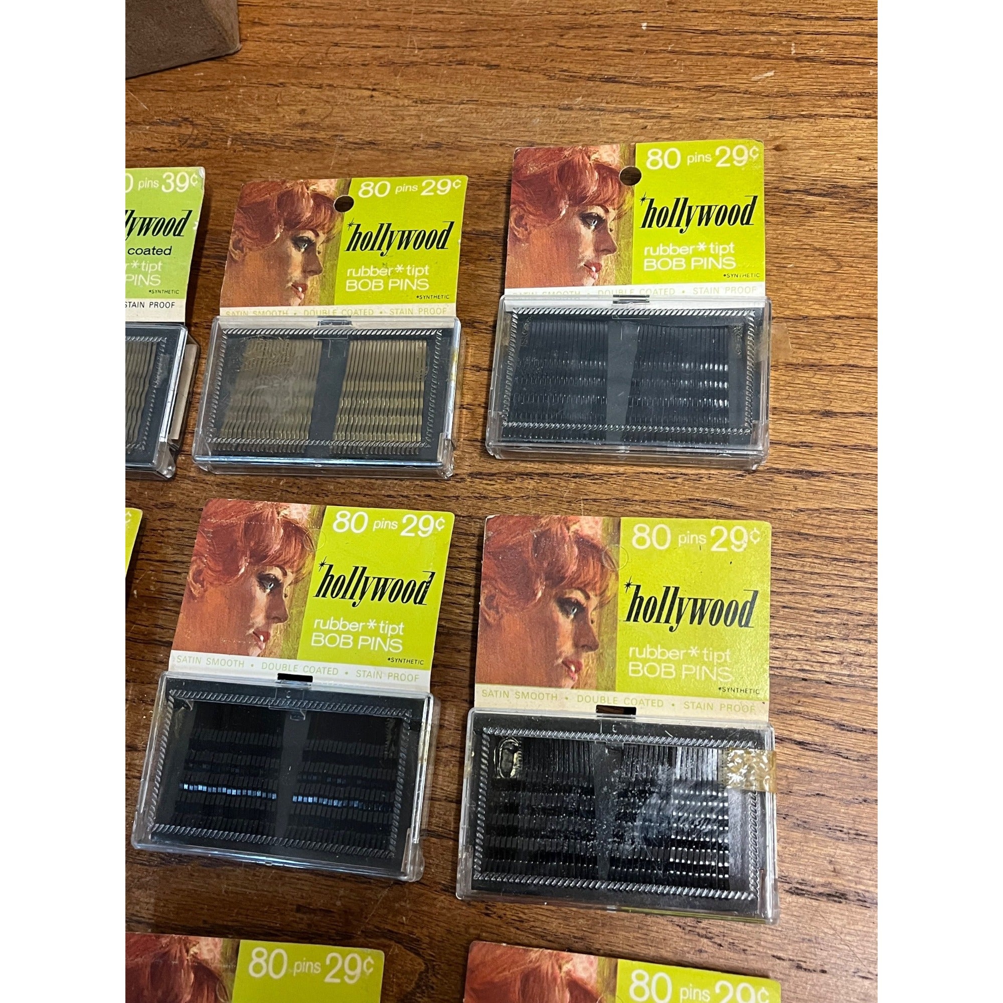 Vintage 1960s HUGE LOT Hollywood Nylon Coated Bob Hair Pins NOS Box