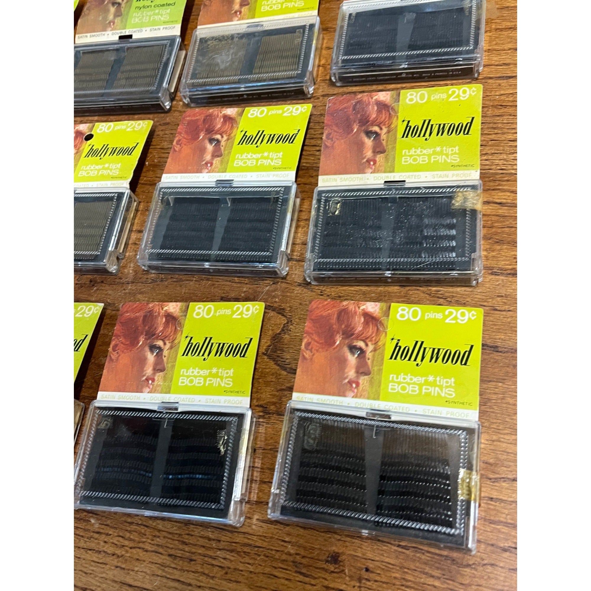 Vintage 1960s HUGE LOT Hollywood Nylon Coated Bob Hair Pins NOS Box