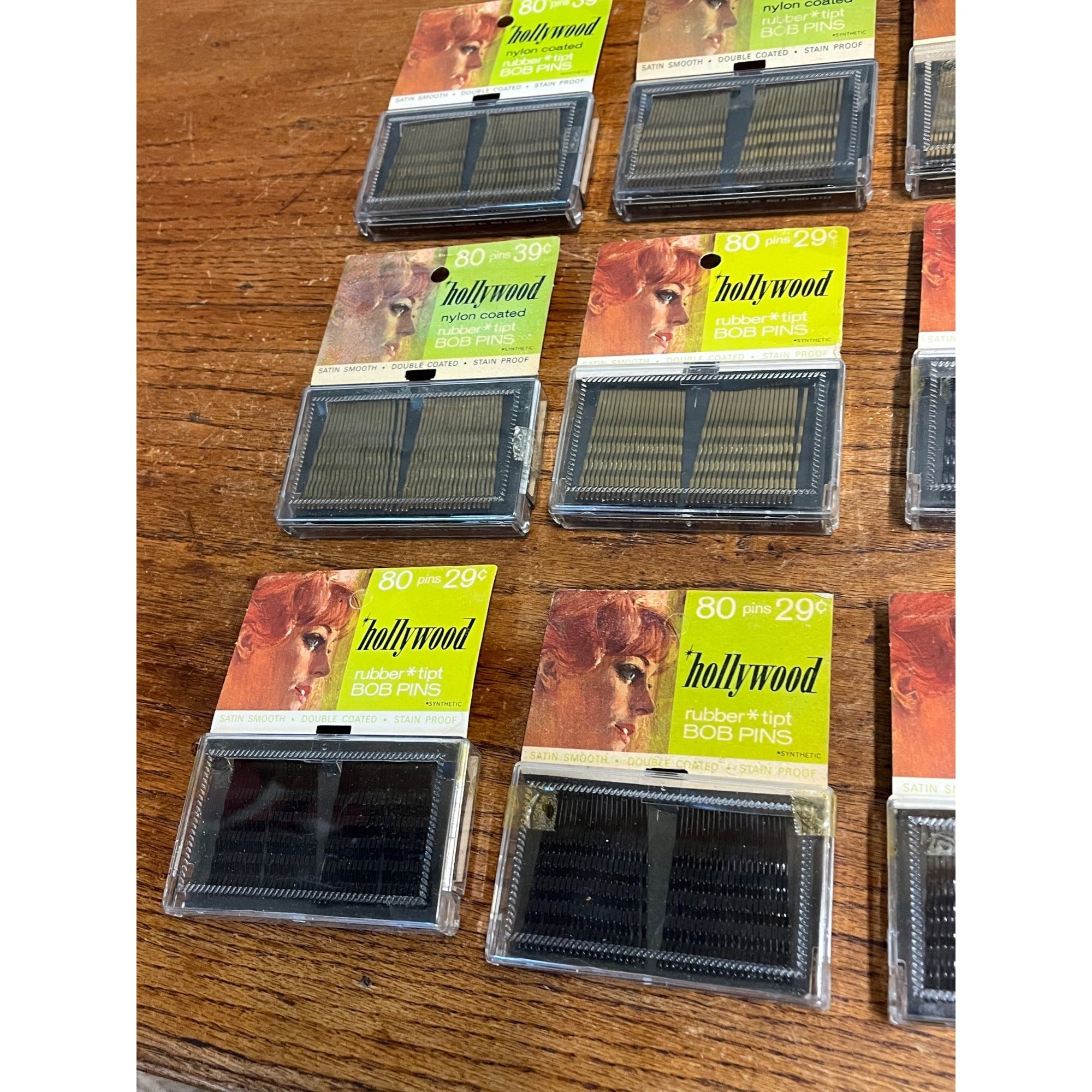 Vintage 1960s HUGE LOT Hollywood Nylon Coated Bob Hair Pins NOS Box