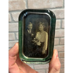 Vintage 1920s Wedding Photo Under Rectangular Glass Paperweight Antique