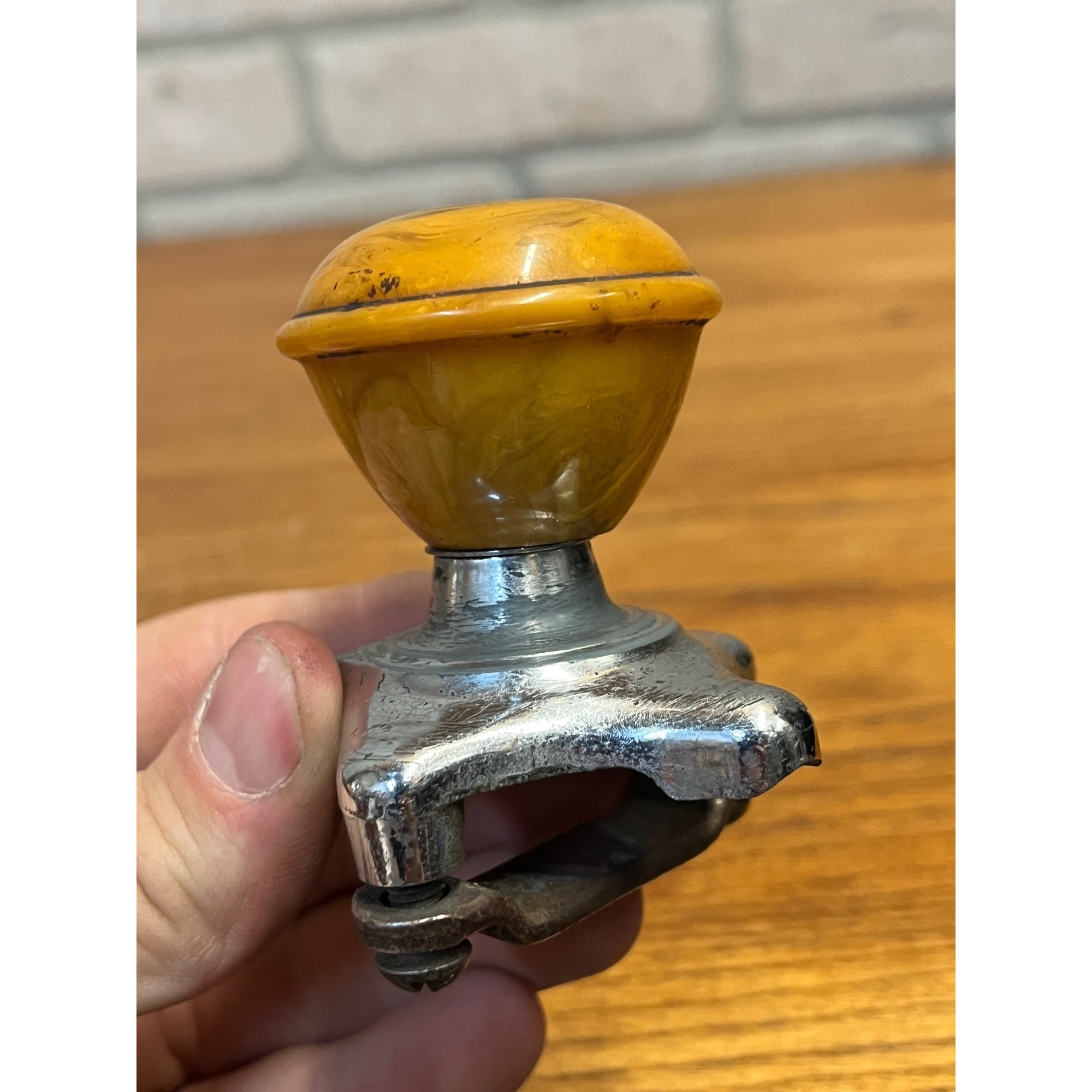 RARE Vintage 1920s Steering Wheel Speed Knob Butterscotch Bakelite + Wheat Penny