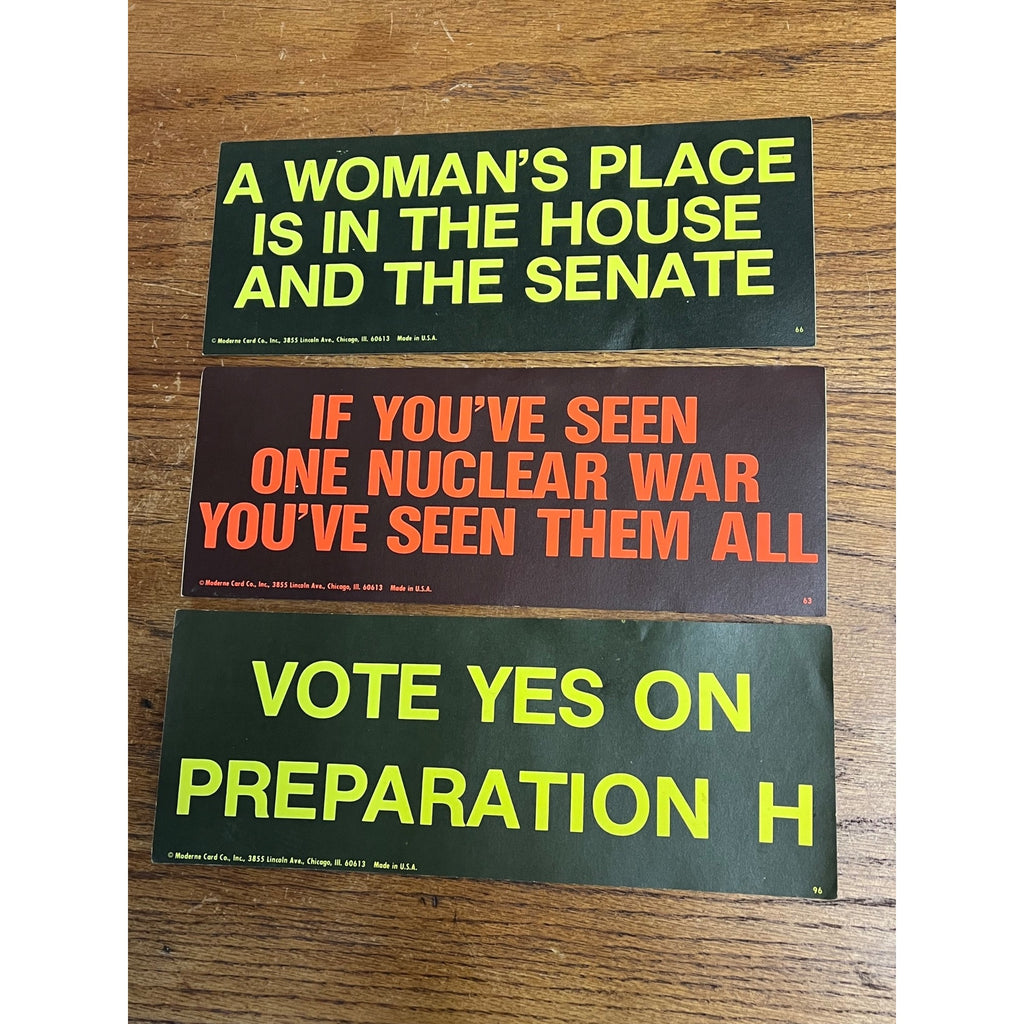 Vintage 1960s Political Campaign Movement Bumper Stickers Feminist Anti-War