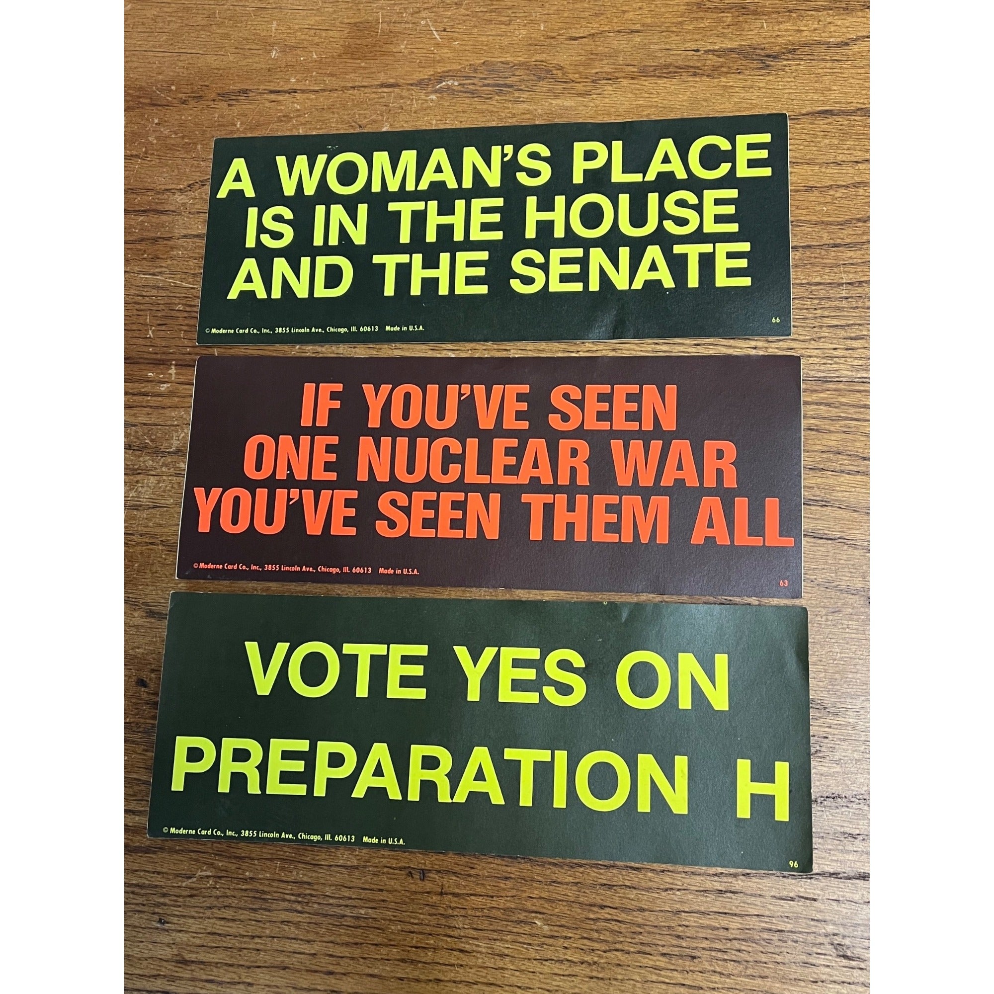 Vintage 1960s Political Campaign Movement Bumper Stickers Feminist Anti-War